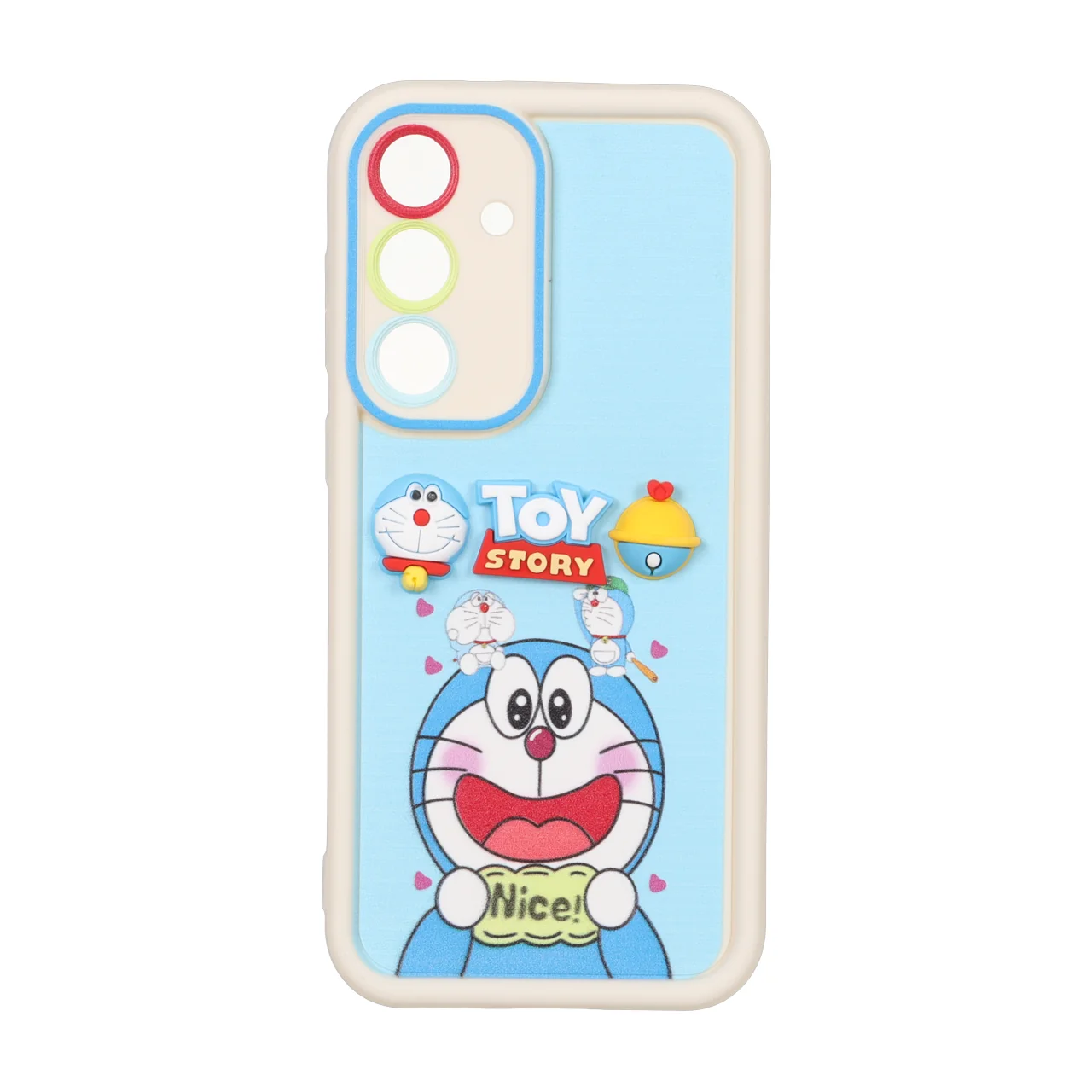قاب Solid Case طرح عروسک برجسته دورامون محافظ لنز مناسب برای Samsung Galaxy S25 FE