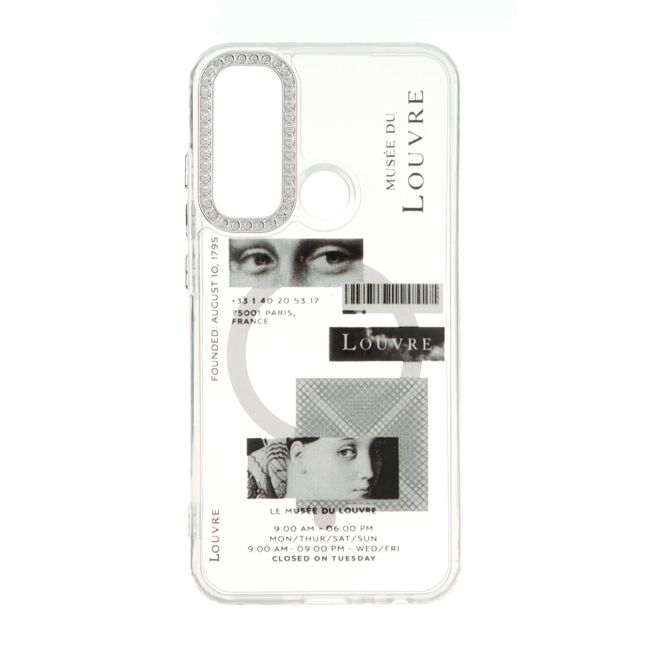قاب ژله ای شفاف طرح موزه لوور (Louvre) با دور لنز نگین دار و قابلیت مگ سیف مناسب برای شیائومی ردمی نوت 8