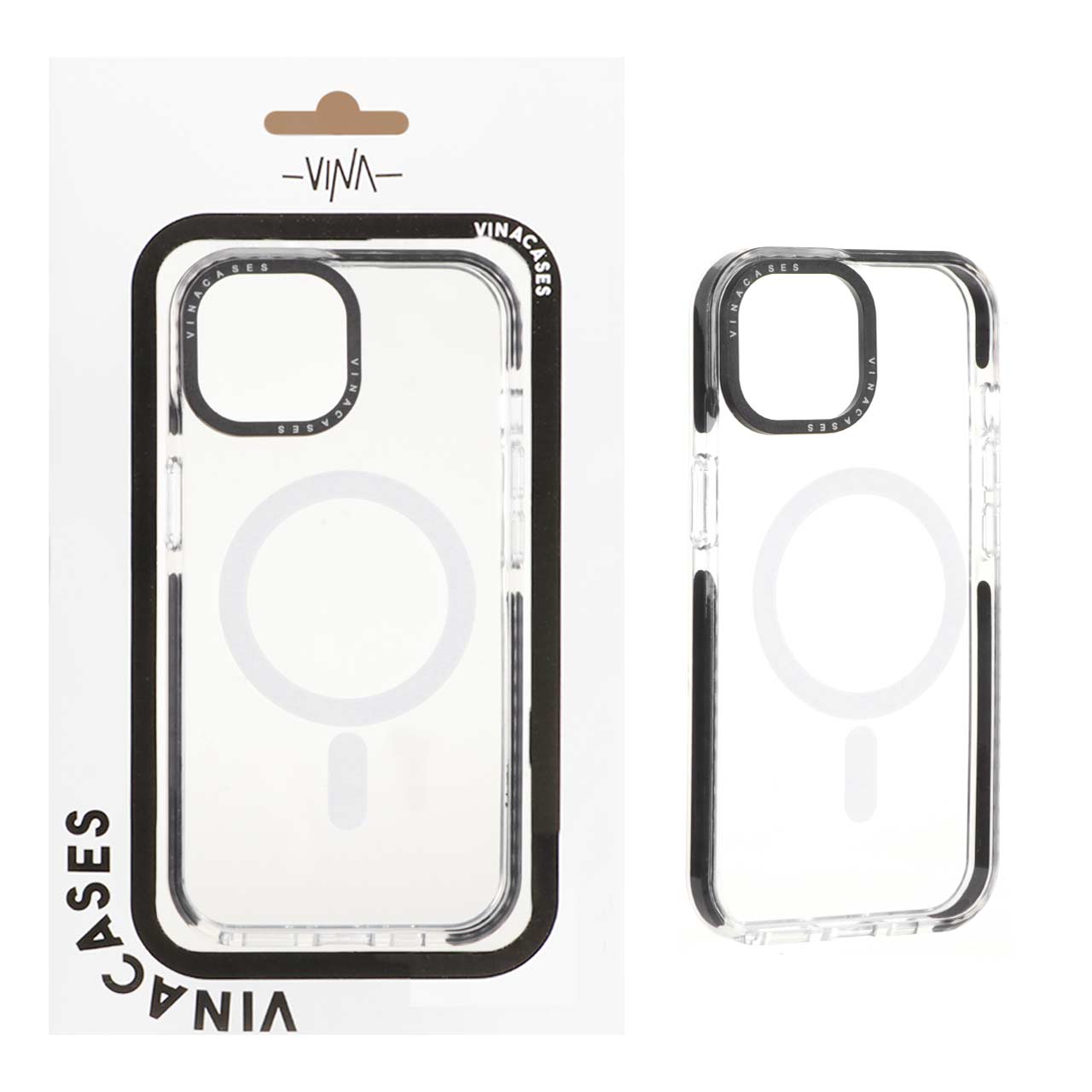 قاب اورجینال Vina شفاف Magsafe مدل Apple iPhone 15 / iPhone 14 / iPhone 13 - مشکی