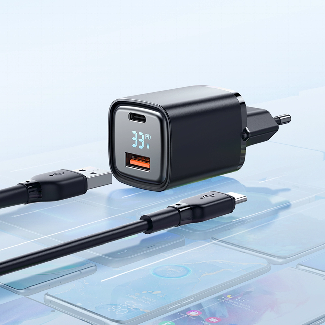 شارژر دیواری فست شارژ 33 وات Mcdodo CH-1701 با دو پورت USB و Type-C