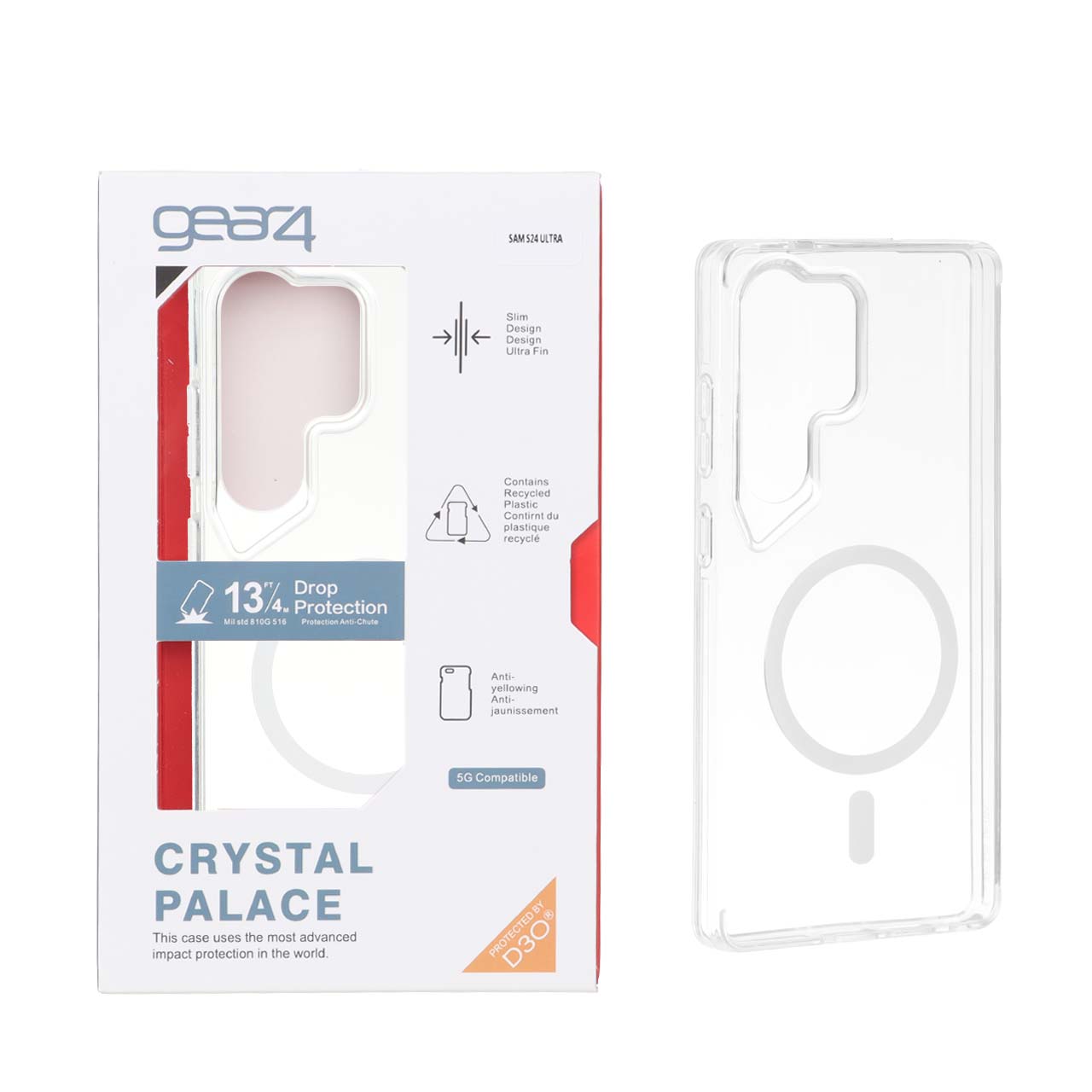 قاب اورجینال Gear4 Crystal Palace شفاف مگ سیف مناسب برای سامسونگ گلکسی S25 اولترا