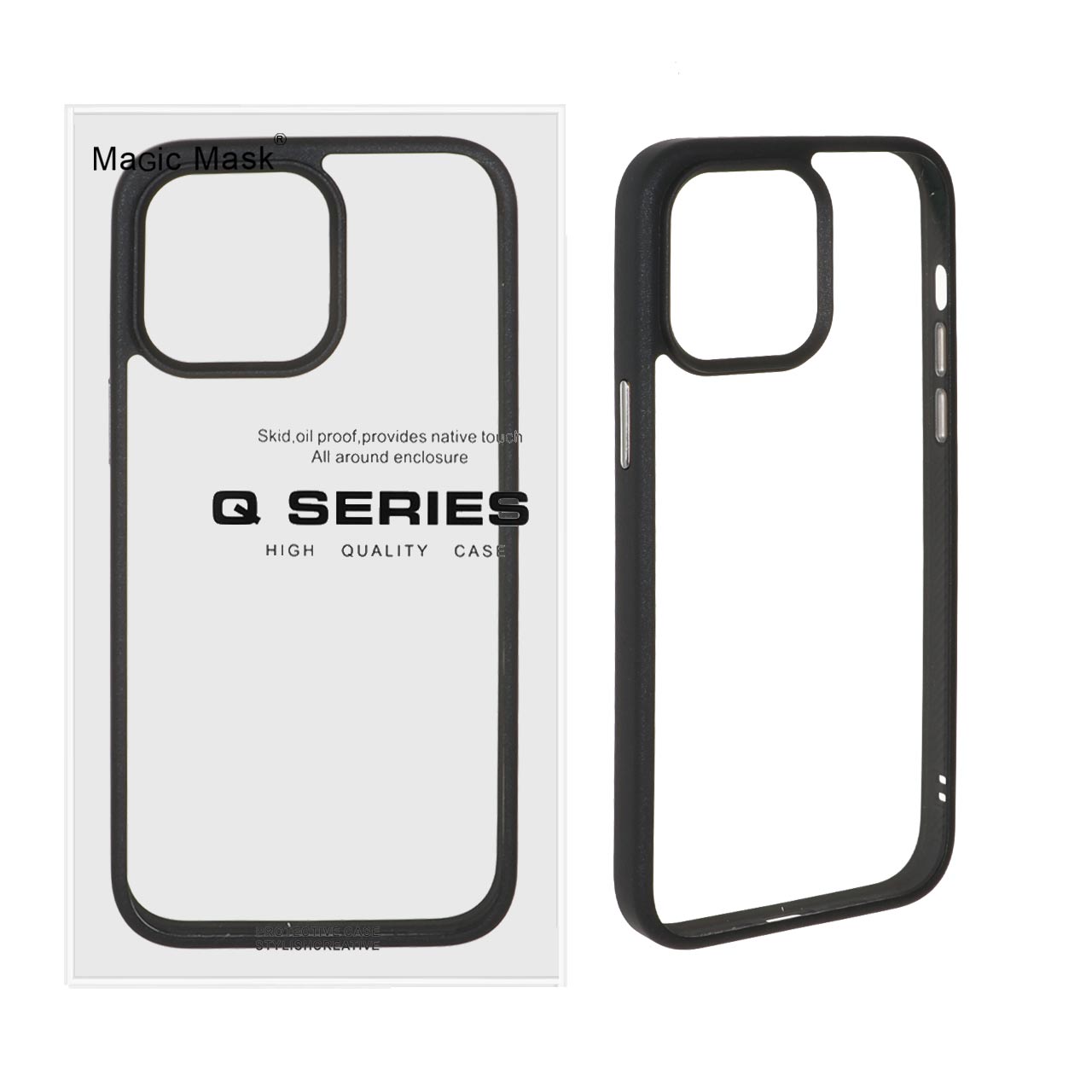 قاب اورجینال Q Series شفاف Ice مشکی مناسب برای آیفون 14 پرو مکس