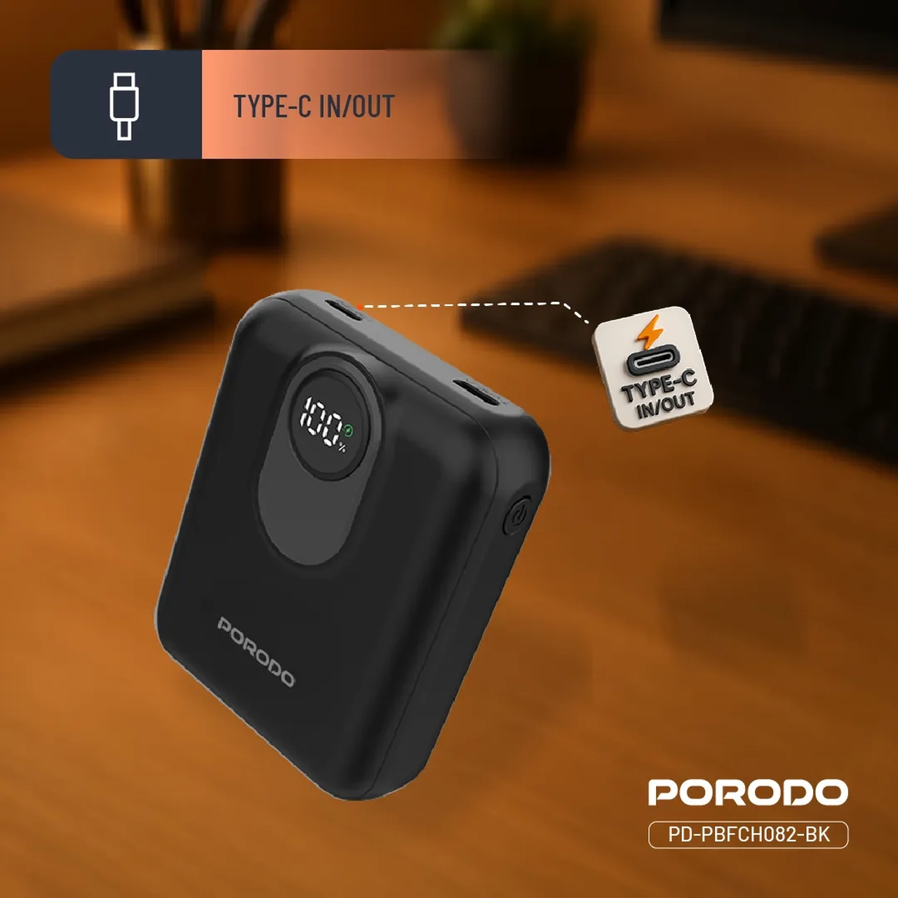 پاوربانک فست شارژ پرودو Porodo 10000 میلی آمپر مدل PD-PBFCH082-BK 22.5W مشکی با پشتیبانی از PD و MagSafe