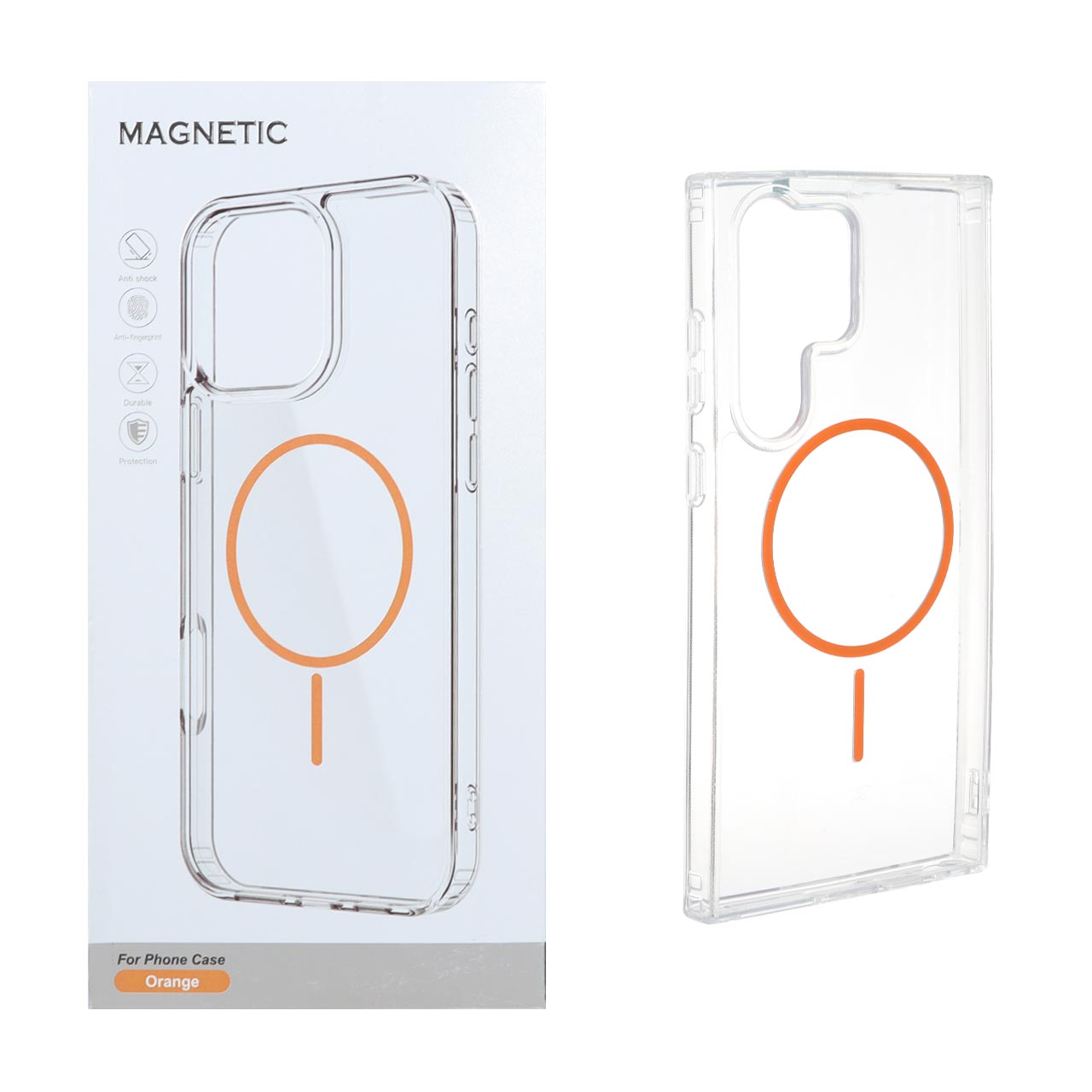قاب اورجینال Magnetic دور ژله‌ ای مگ سیف مناسب برای سامسونگ گلکسی S23 Ultra - نارنجی