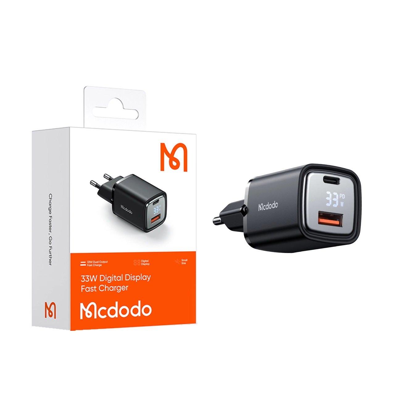 شارژر دیواری فست شارژ 33 وات Mcdodo CH-1701 با دو پورت USB و Type-C