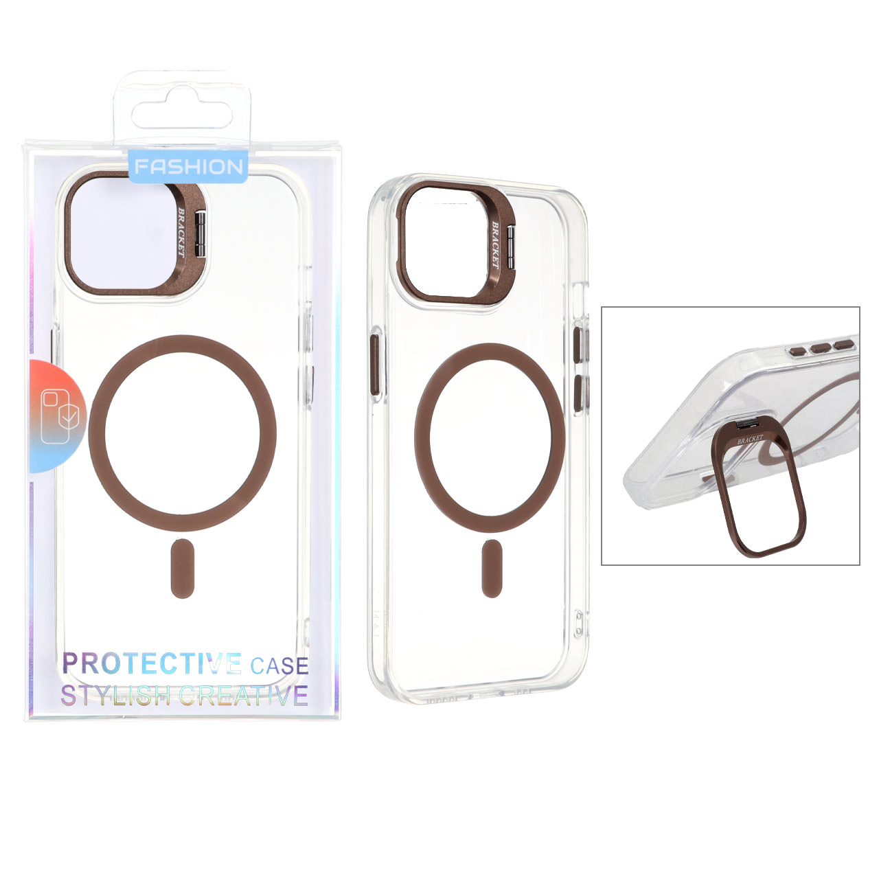 قاب اورجینال Bracket کریستالی MagSafe لنز استندشو صحرایی مناسب برای آیفون ۱۳ و آیفون ۱۴