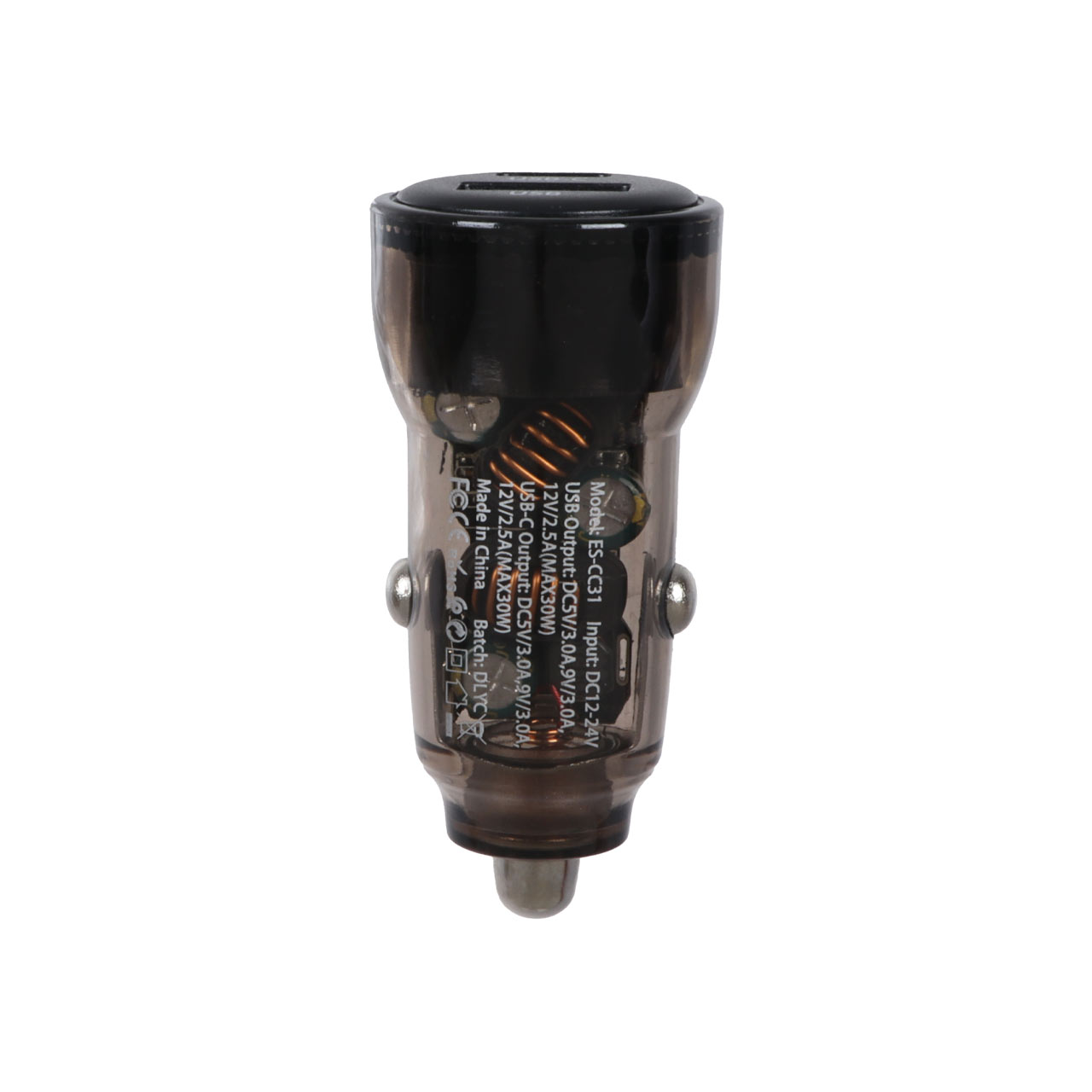 شارژر فندکی Earldom مدل CC31 با دو پورت فست شارژ 30 وات PD همراه با کابل Type-C به Lightning