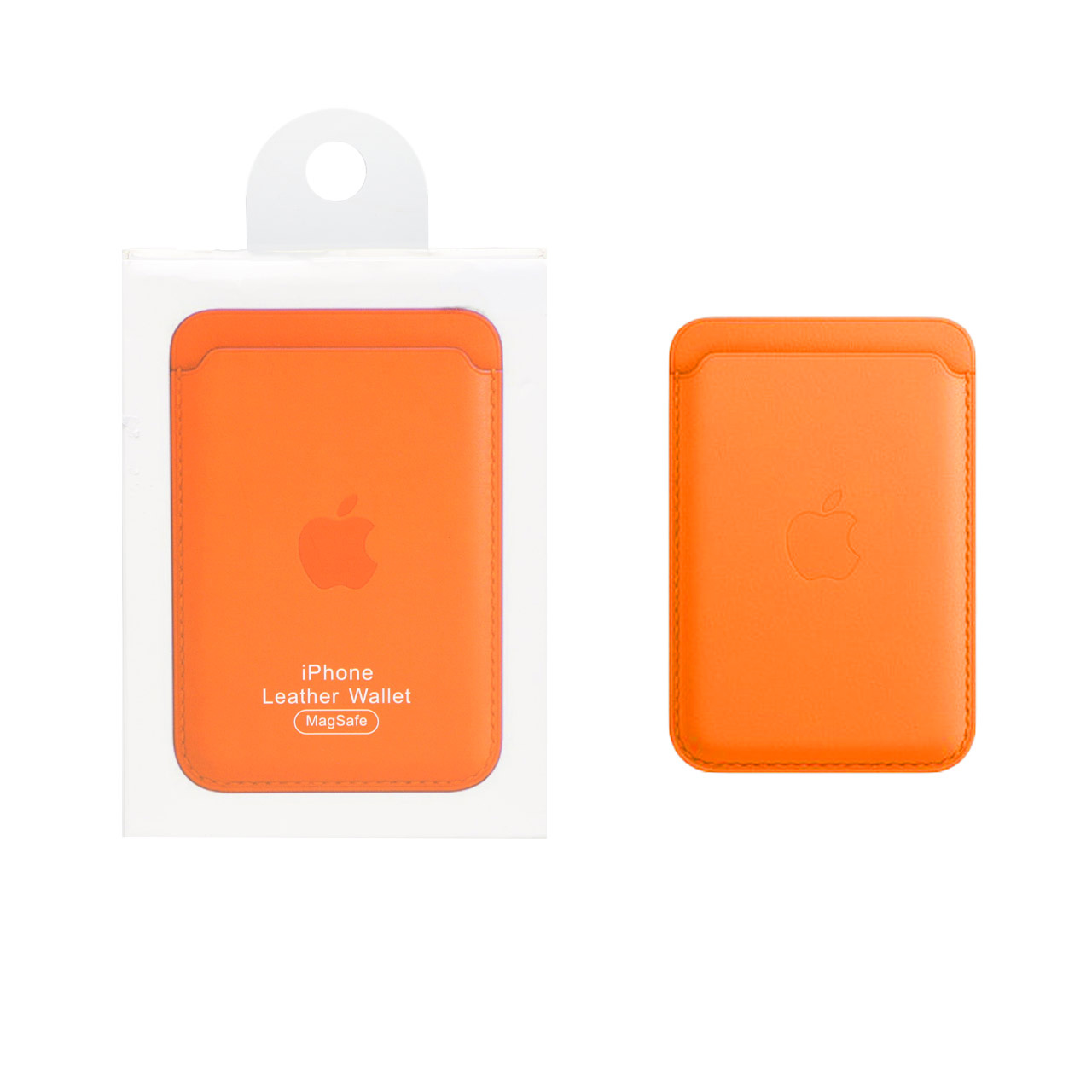 جاکارتی چرمی لوگودار Magsafe اپل Leather Wallet آی سی دار - نارنجی (پک دار)