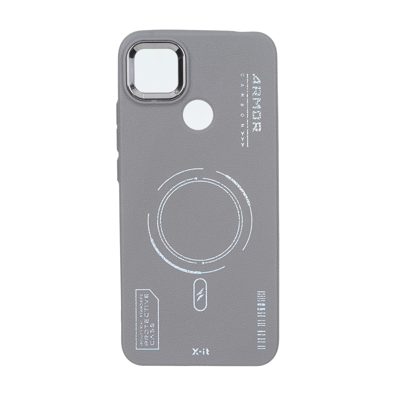 قاب Armor لنز متال Texture طرح مگ سیف Xiaomi Redmi 10A / Redmi 9C / Poco C31 - خاکستری