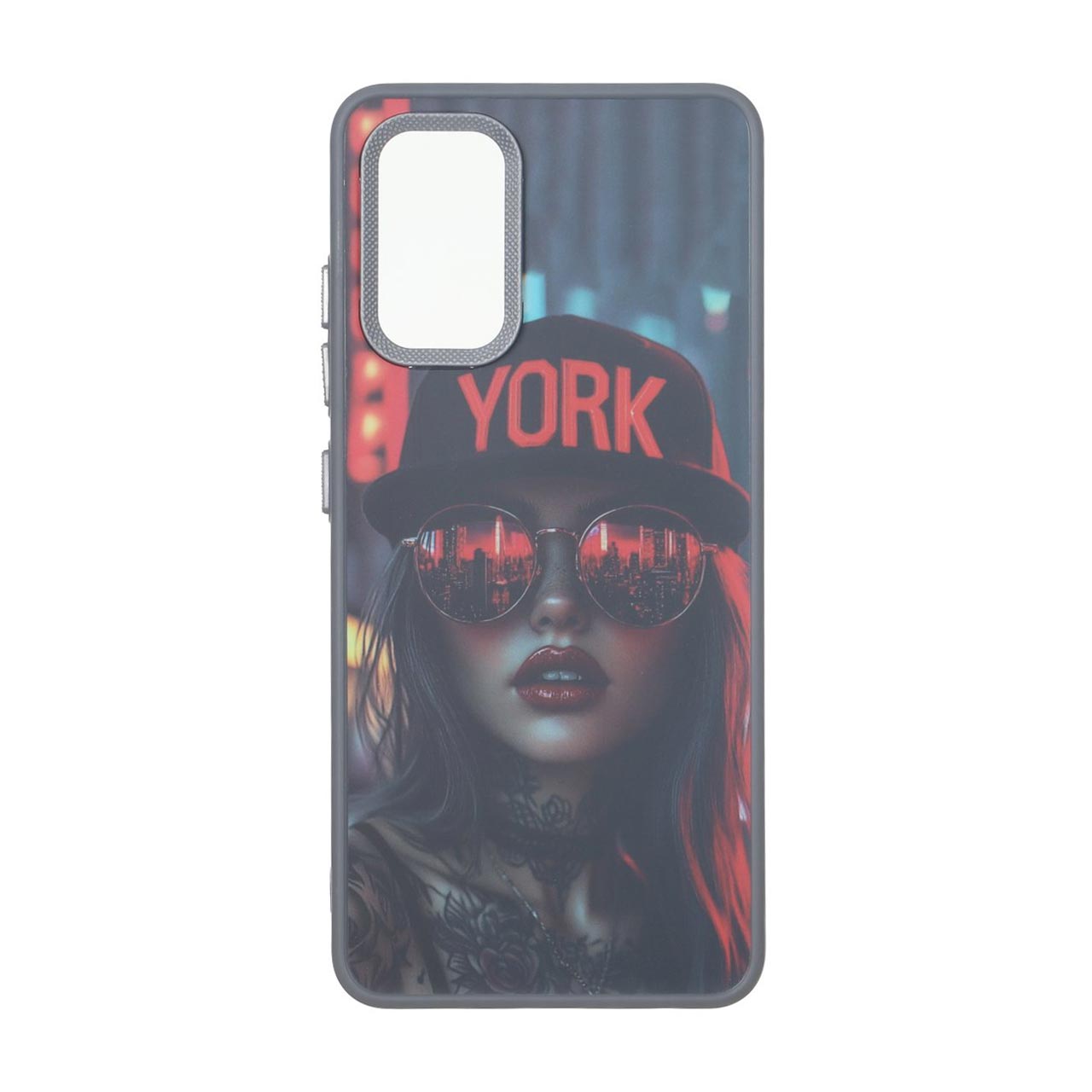 قاب طرح دختر با کلاه YORK و عینک شهر مناسب برای سامسونگ گلکسی A32 4G