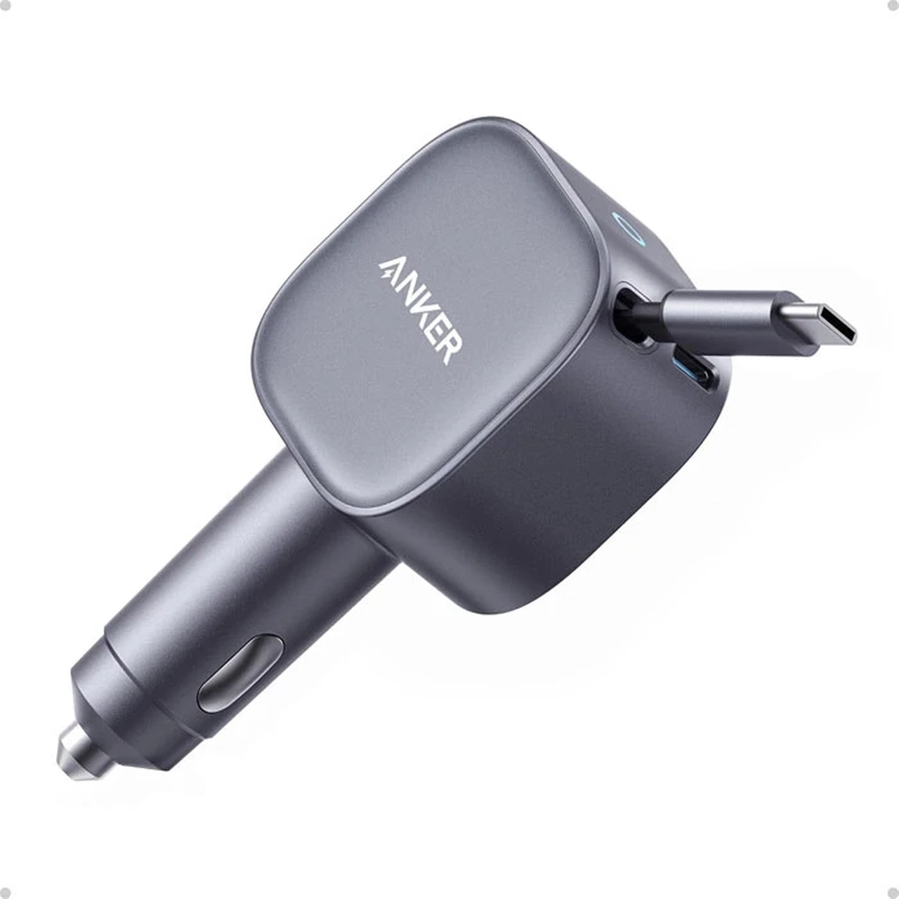 شارژر فندکی فست ANKER مدل A2738HA2 با توان 75 وات و کابل جمع شونده Type-C