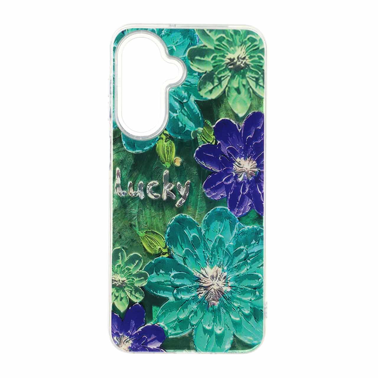 قاب طرح گل اطلسی برجسته و Lucky دور شفاف مناسب برای سامسونگ گلکسی A17 و A26