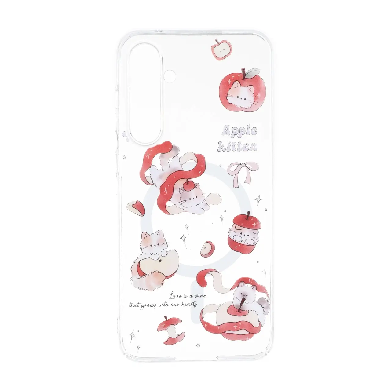 قاب Cute کریستالی طرح Apple Kitten مگ سیف مناسب برای Samsung Galaxy S23 FE