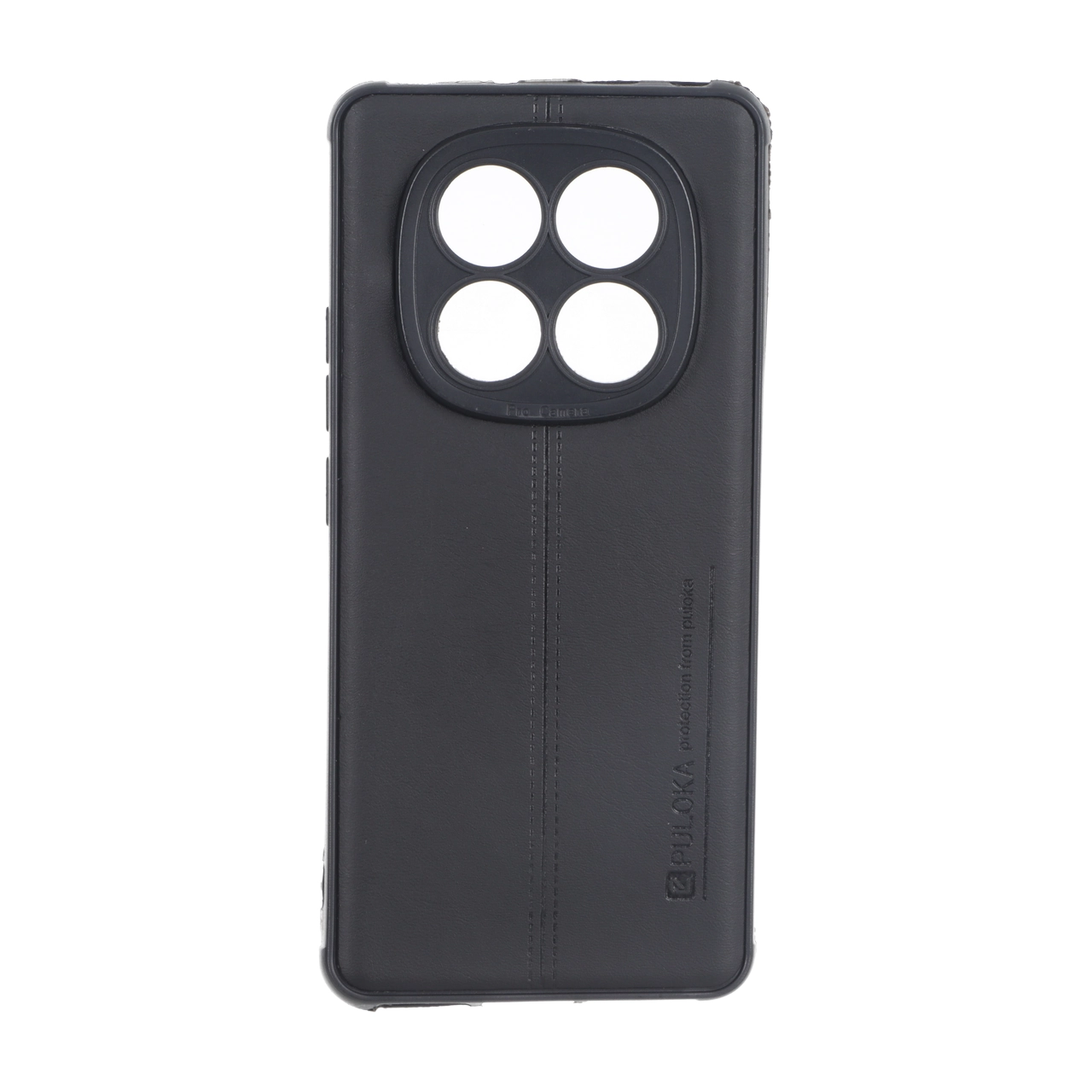 قاب Puloka طرح چرم دوخت دار محافظ لنزدار Xiaomi Redmi Note 14 Pro 4G - مشکی
