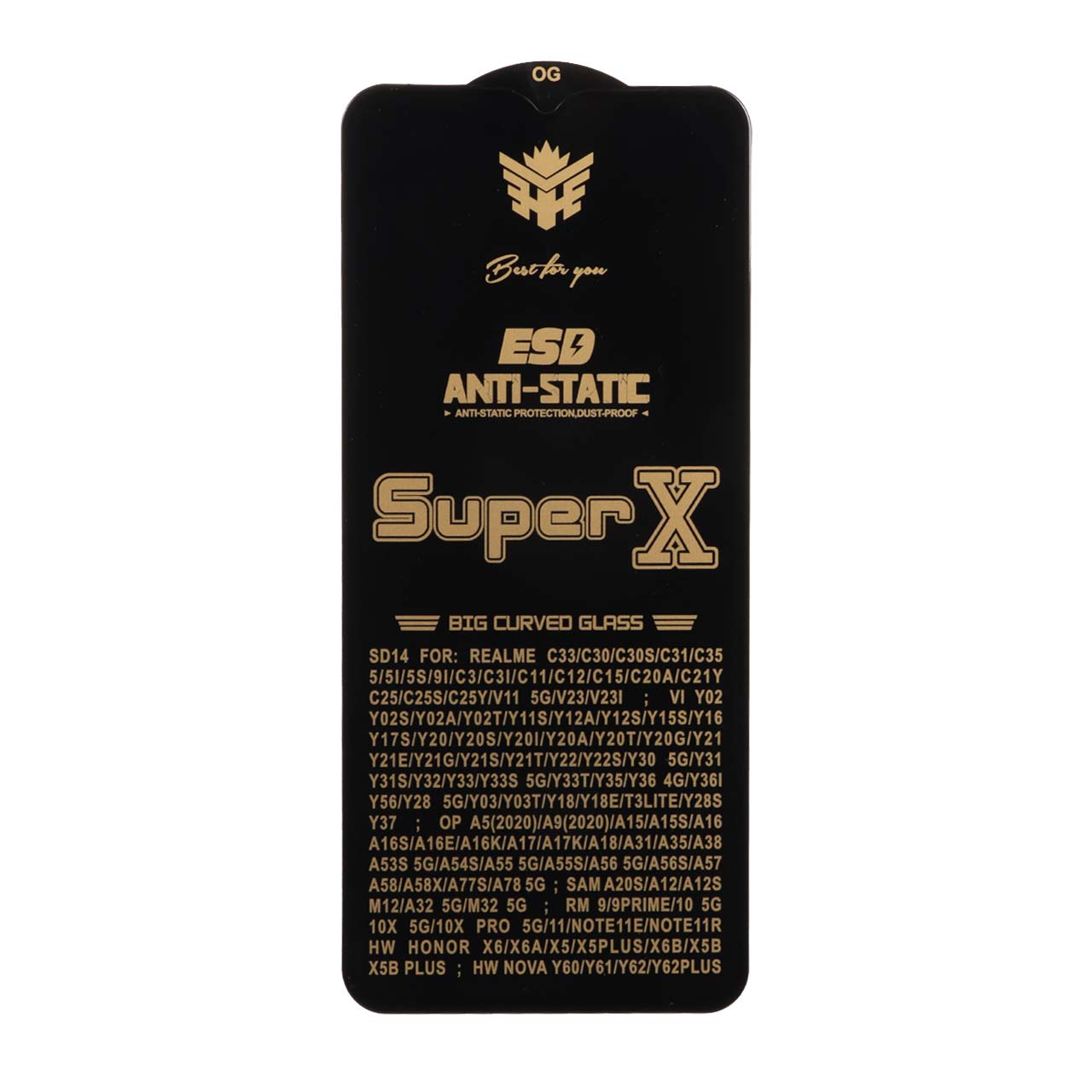 محافظ صفحه نمایش آنتی استاتیک فول کاور Super X مناسب برای گوشی‌های سامسونگ و ریلمی