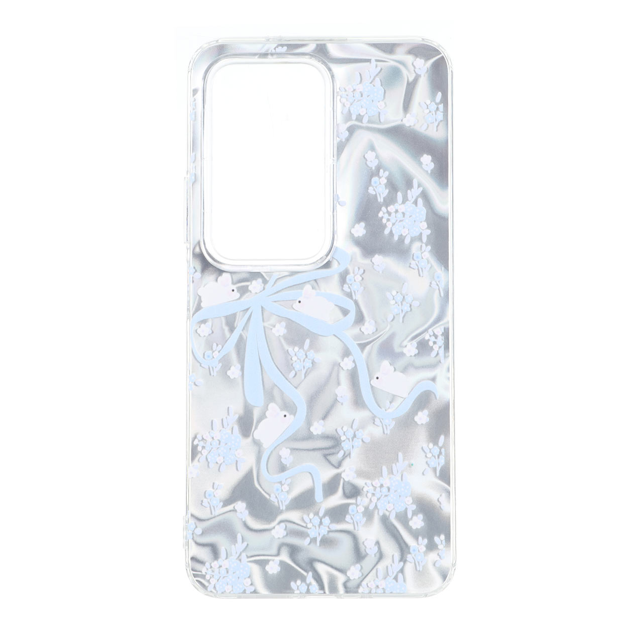 قاب طرح Silver Cloud با خرگوش و گل آبی مناسب برای شیائومی ردمی ۱۵ 4G