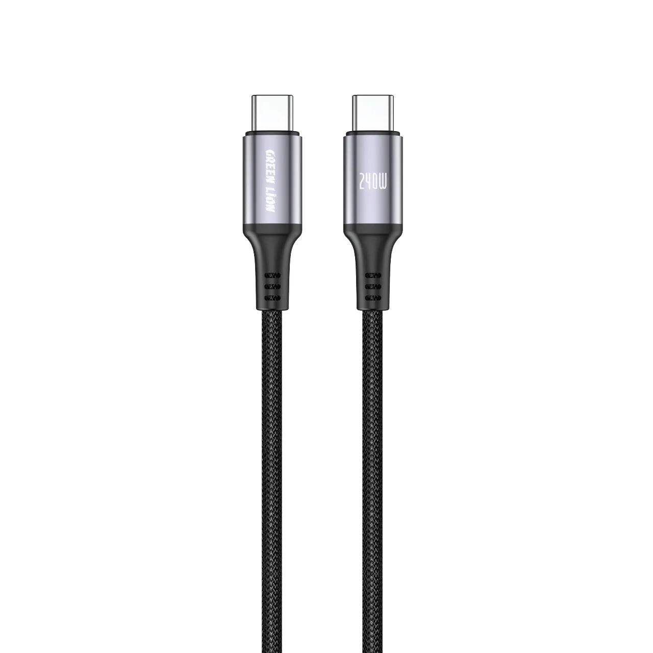 کابل شارژ PD و فست گرین لاین Type-C به Type-C مدل GNCBL240W1MBK با توان 240 وات