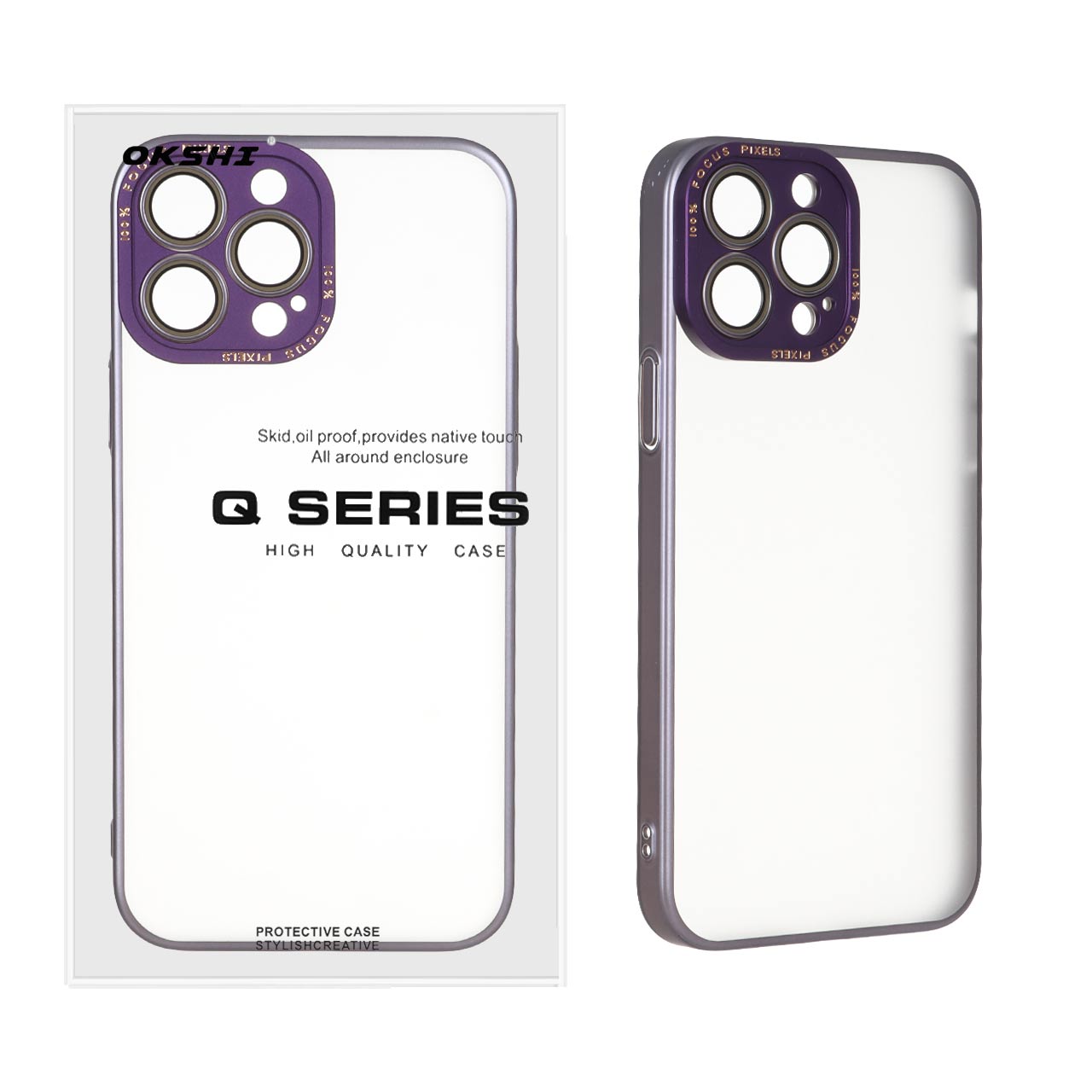 قاب Q Series مات Focus Pixels محافظ لنز گلس دار بنفش مناسب برای آیفون 13 پرو مکس