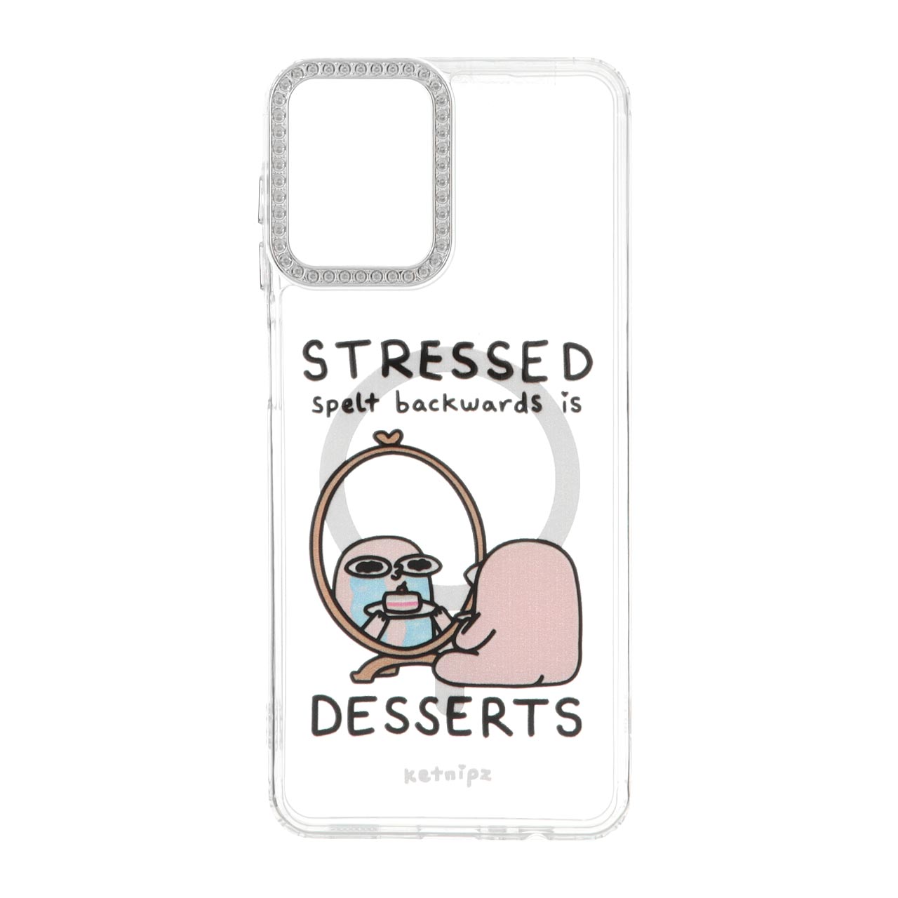 قاب طرح STRESSED DESSERTS کارتونی مگ سیف دور لنز نگین دار مناسب برای سامسونگ گلکسی A12 / M12 / F12