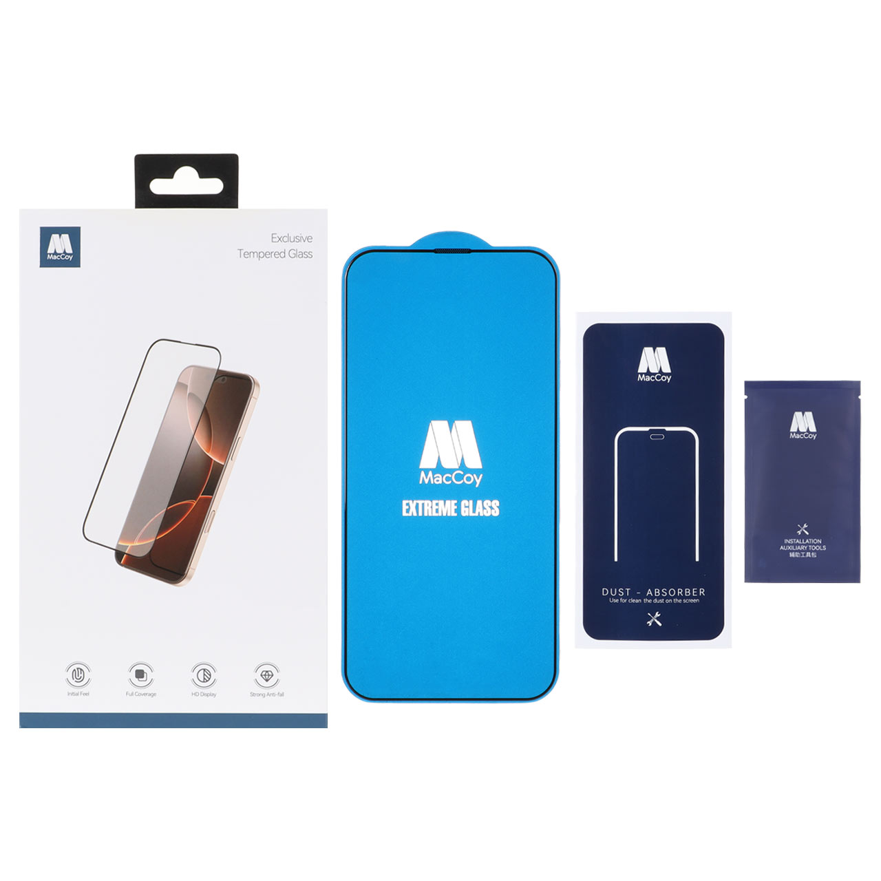 محافظ صفحه نمایش شیشه ای اورجینال 45KG Hard core Maccoy مناسب برای آیفون 13 پرو مکس و آیفون 14 پلاس (پک دار)