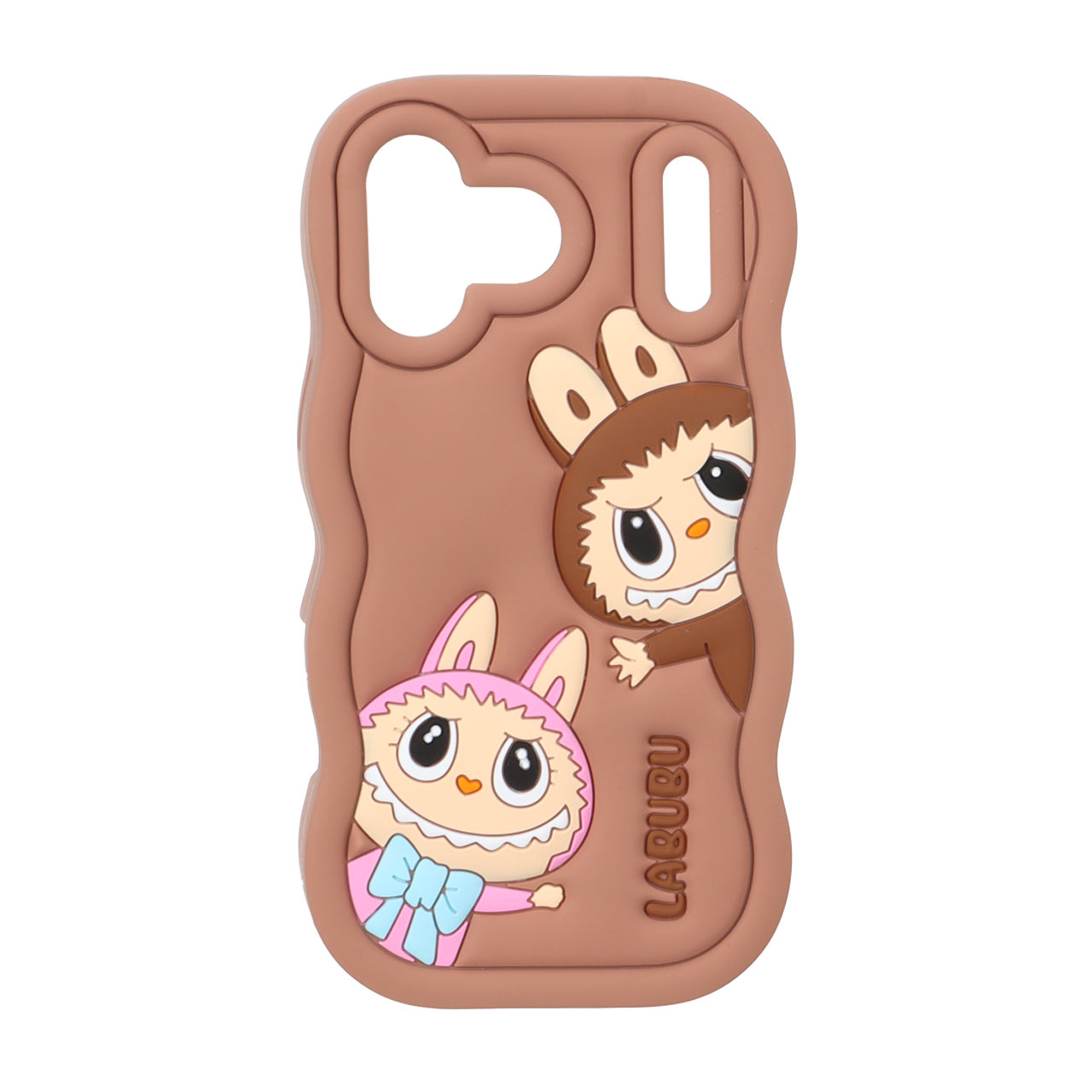 قاب سیلیکونی کنگره ای Labubu برجسته فانتزی Apple iPhone 17 Pro Max - قهوه ای