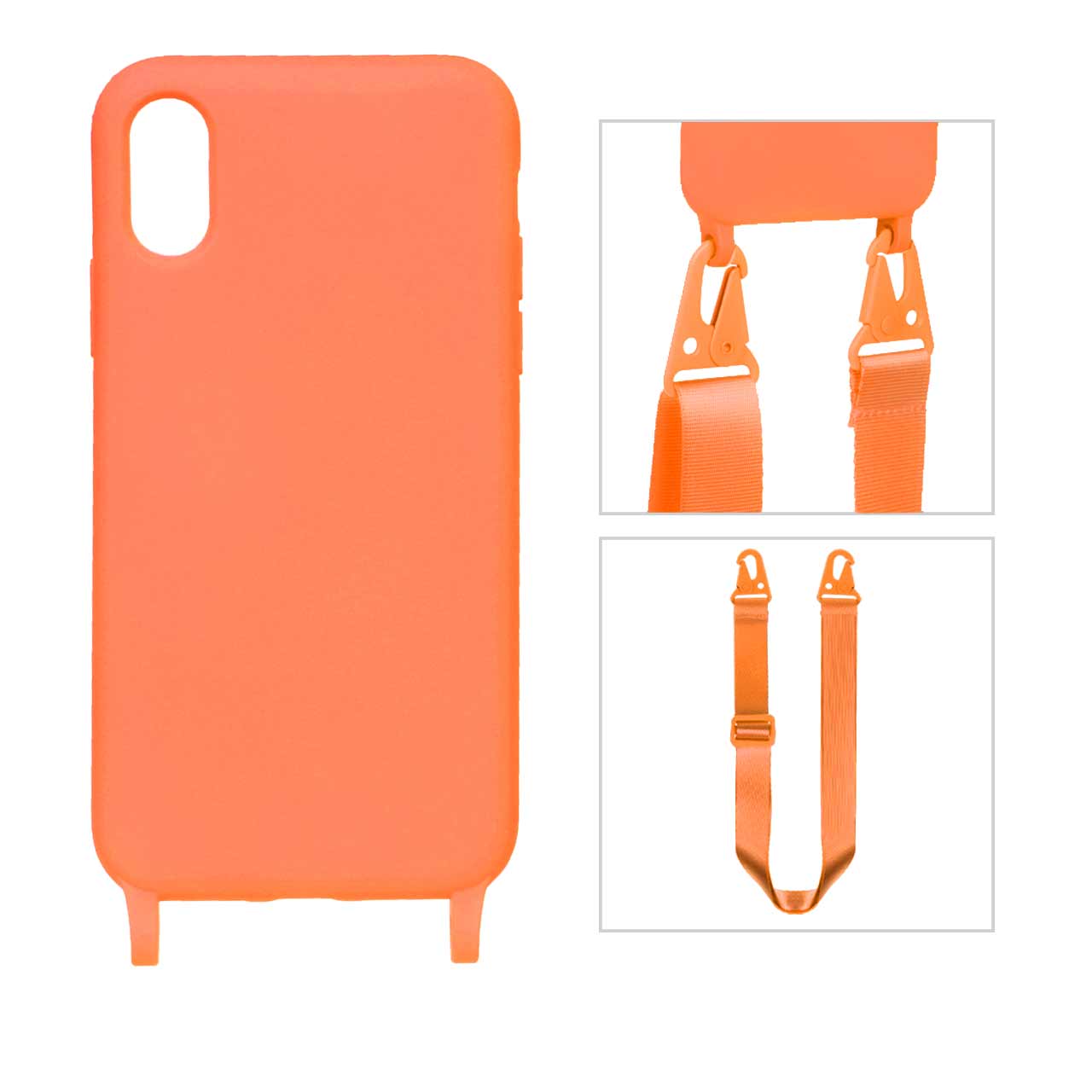 قاب CrossBody با بند لندیار Apple iPhone X / iPhone XS - نارنجی