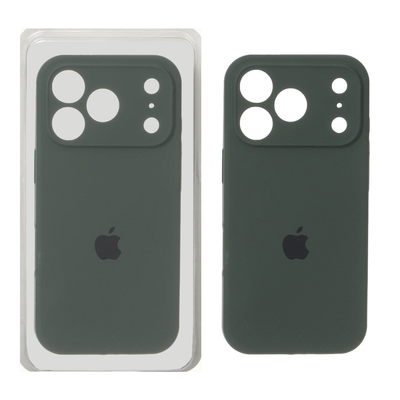 قاب سیلیکونی محافظ لنزدار اورجینال Apple iPhone 17 Pro Max - سبز تیره