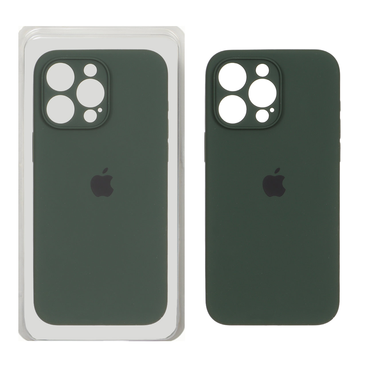 قاب سیلیکونی پاک کنی محافظ لنزدار اورجینال Apple iPhone 15 Pro Max - سبز تیره