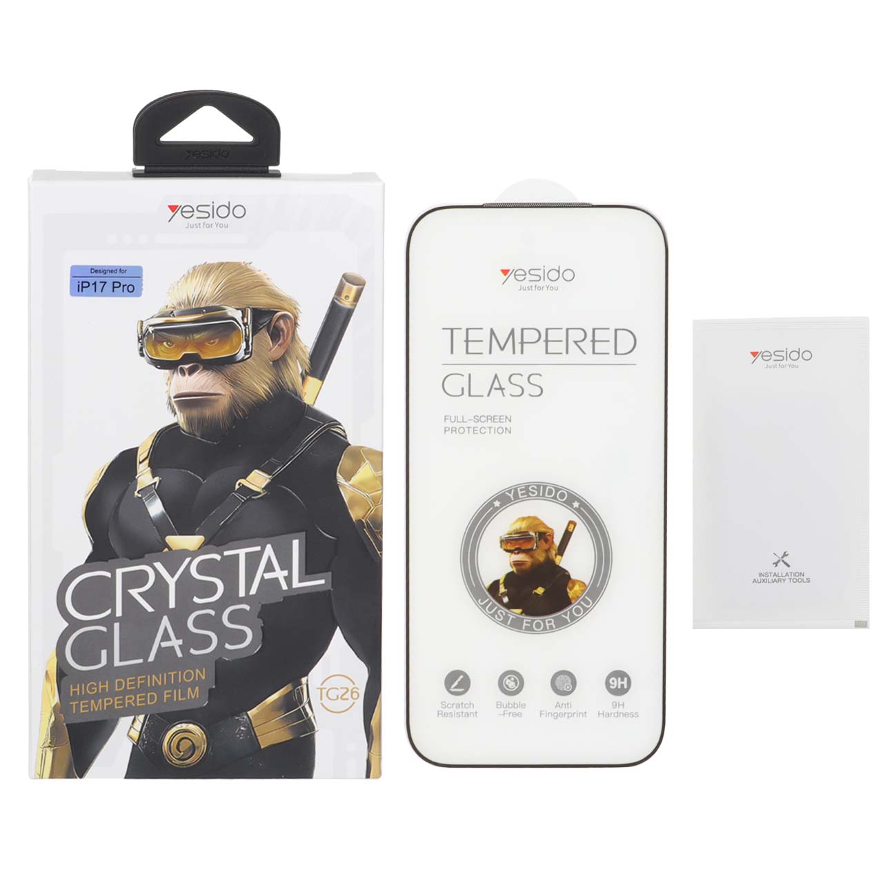 گلس محافظ صفحه نمایش Yesido Crystal Glass مناسب برای آیفون 17 پرو