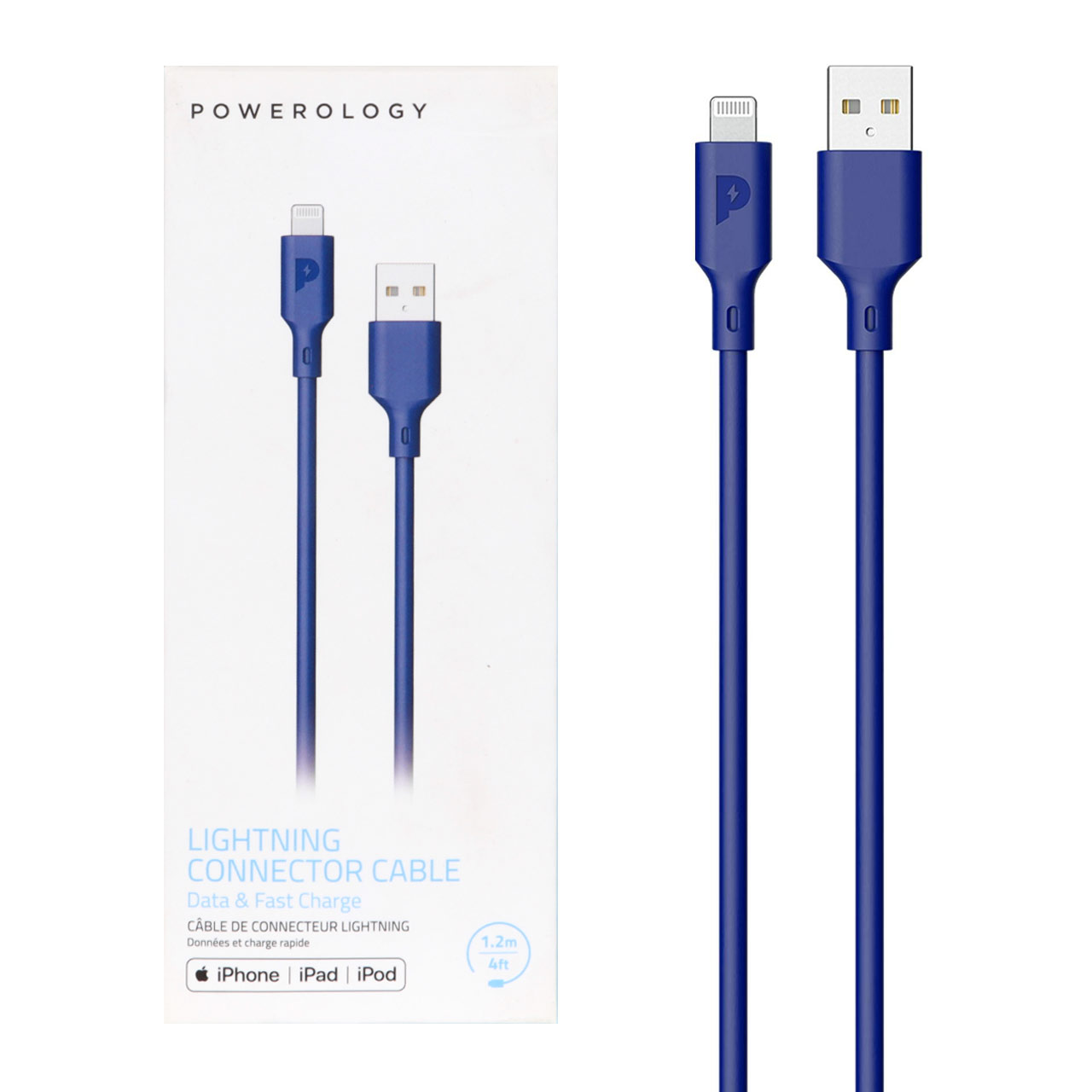 کابل شارژ فست 1.2 متری آیفون Powerology مدل P12BLBL