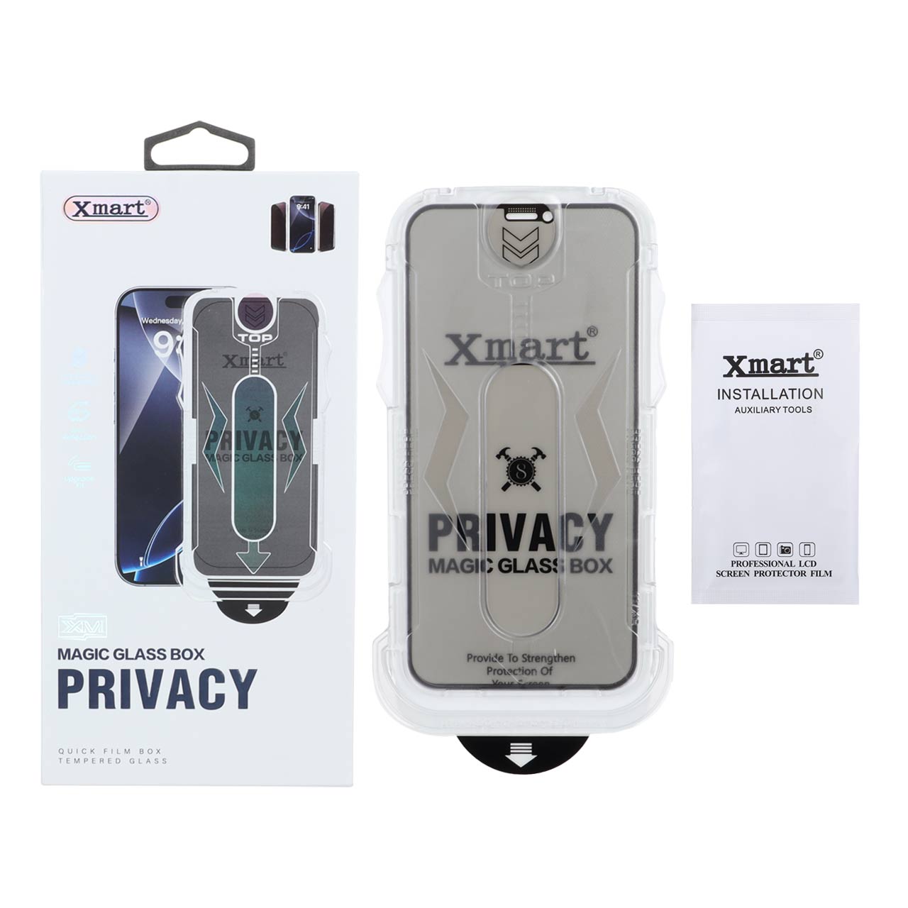 محافظ صفحه نمایش شیشه ای پرایویسی XMART Magic Glass Box مناسب برای آیفون 11 و آیفون XR