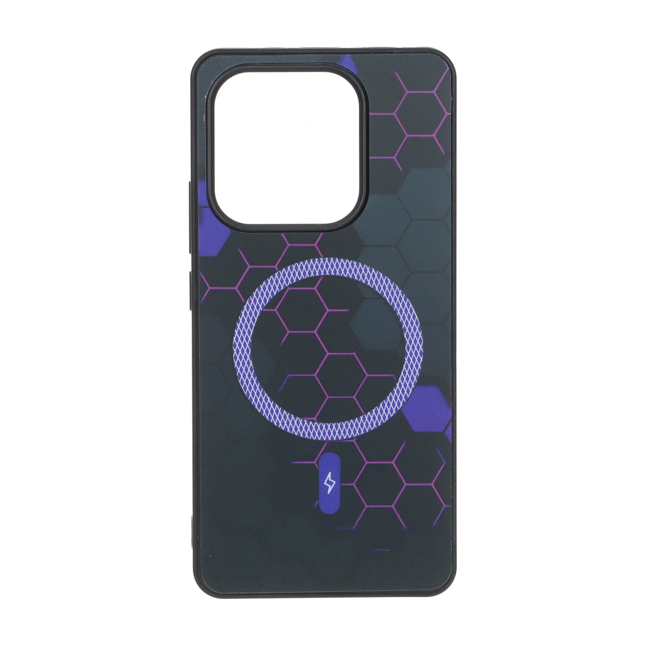 قاب طرح Hexagon مگ سیف هاشور دار بنفش مناسب برای شیائومی ردمی نوت 14 4G