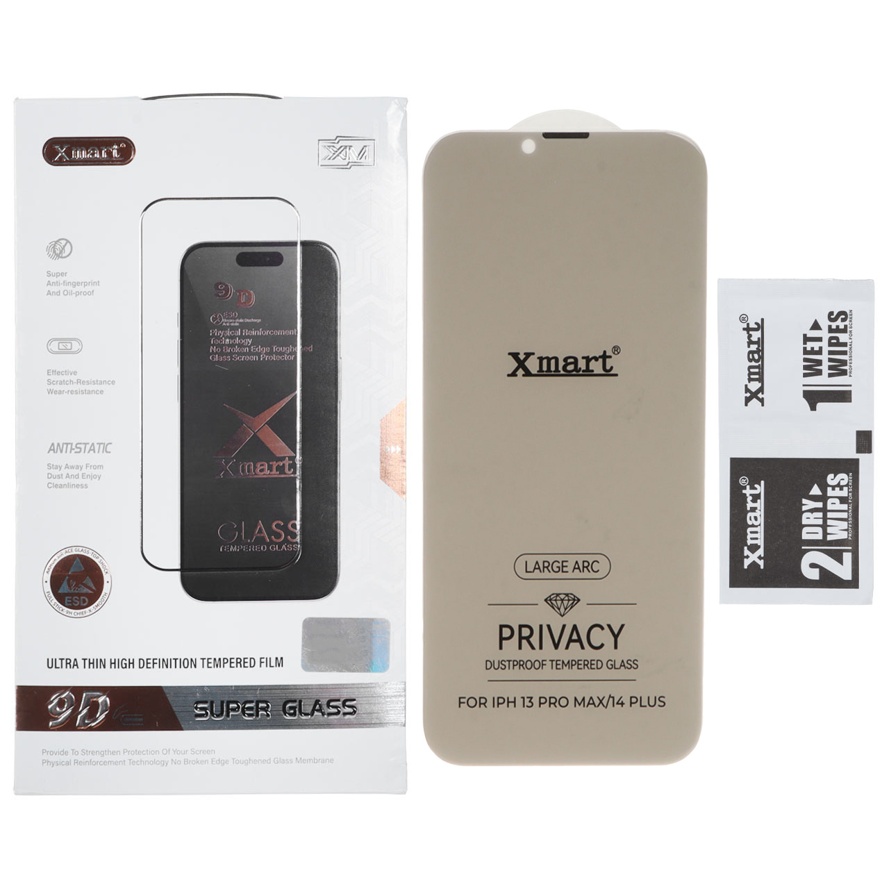 محافظ صفحه نمایش حریم شخصی Xmart Privacy 3D مدل Large Arc برای آیفون 13 پرو مکس و آیفون 14 پلاس