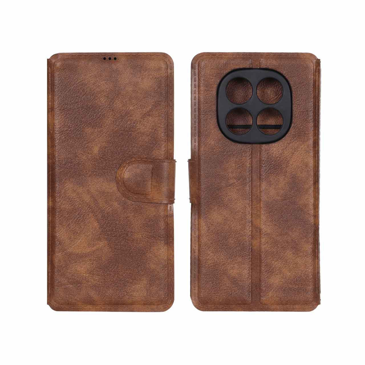 کیف چرمی مگنتی محافظ لنزدار مناسب برای Xiaomi Redmi Note 15 - قهوه ای روشن