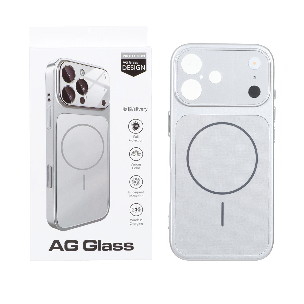 قاب طرح اورجینال AG Glass محافظ لنز برجسته شیشه ای مگ سیف مناسب برای آیفون 17