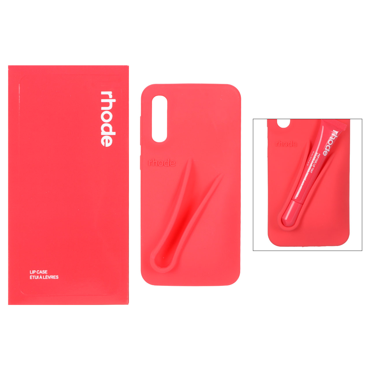 قاب سیلیکونی پاک کنی اورجینال rhode با ست لیپ گلاس Samsung Galaxy A50 / A50s / A30s - قرمز