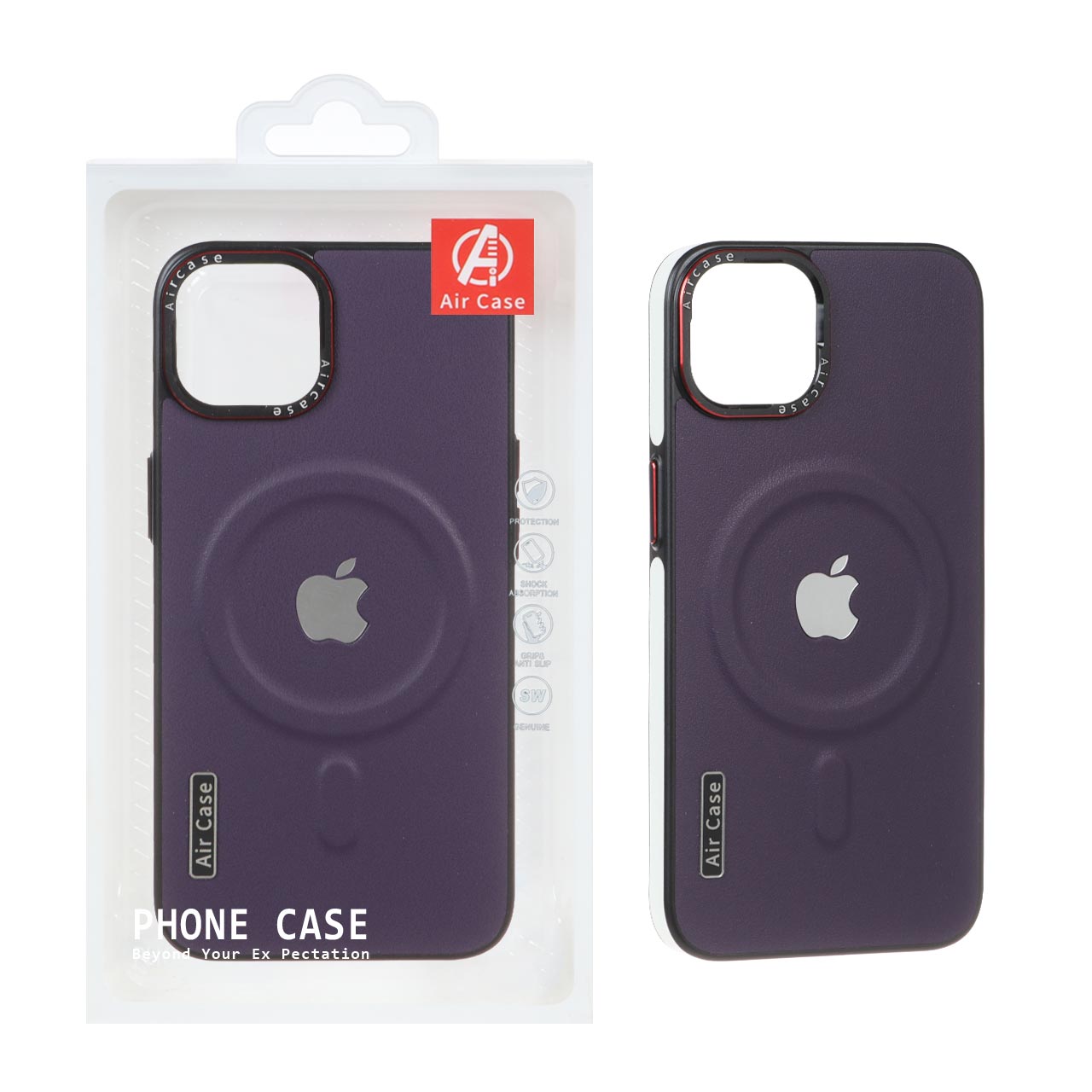 قاب چرمی اورجینال Air Case Magsafe مدل Apple iPhone 13 / iPhone 14 - بادمجانی