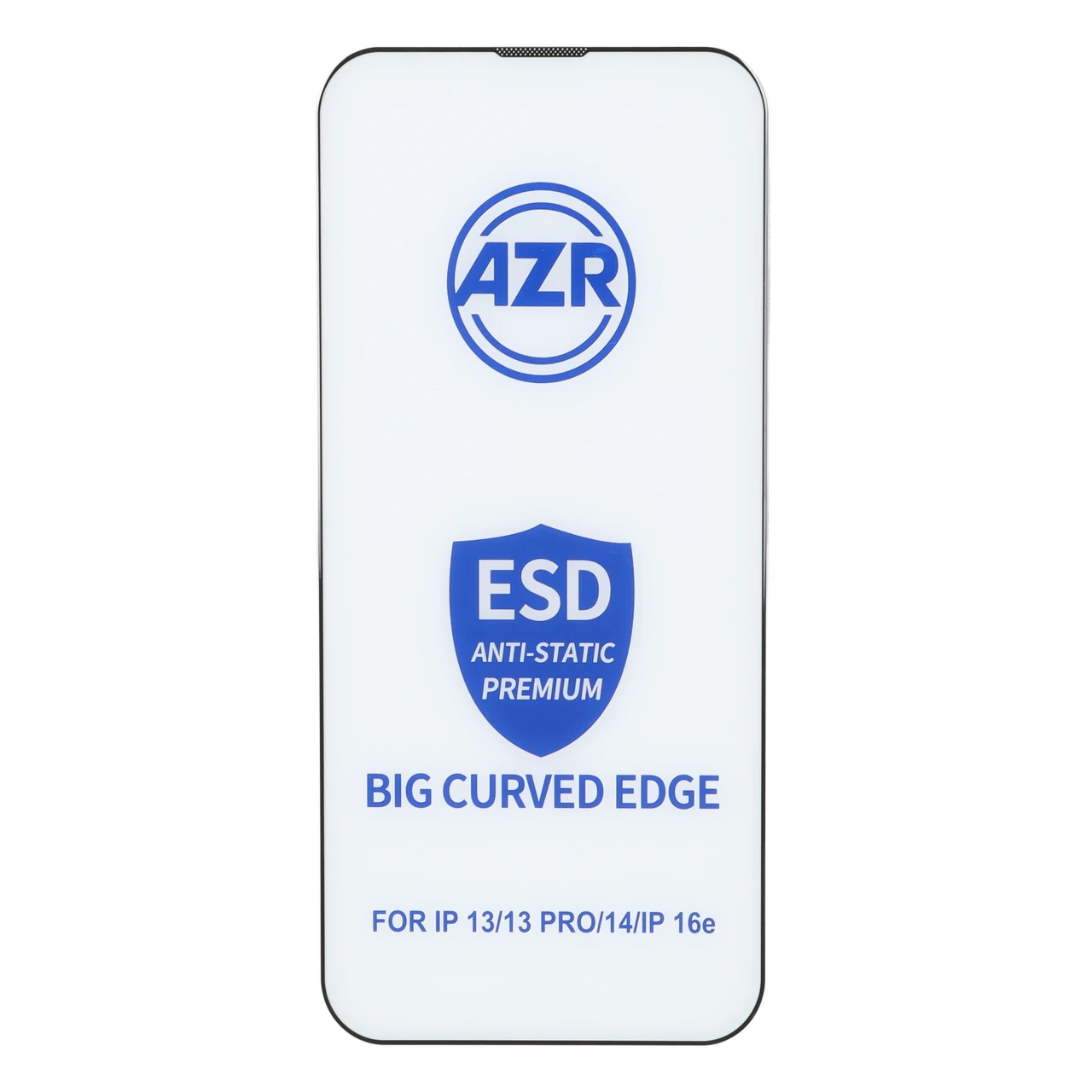 محافظ صفحه نمایش شیشه ای AZR مدل Big curved ESD Anti Static مناسب برای آیفون 13، آیفون 13 پرو، آیفون 14 و آیفون 16e