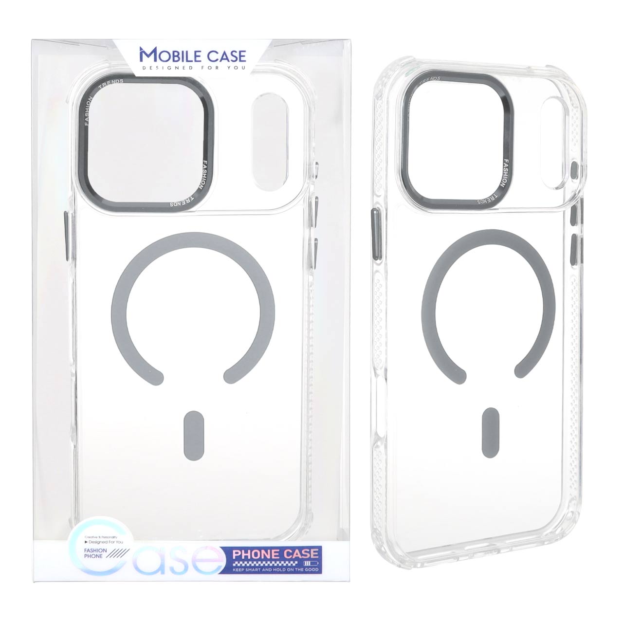 قاب اورجینال Fashion Trends شفاف پشت سخت MagSafe آیفون ۱۷ پرو مکس - خاکستری