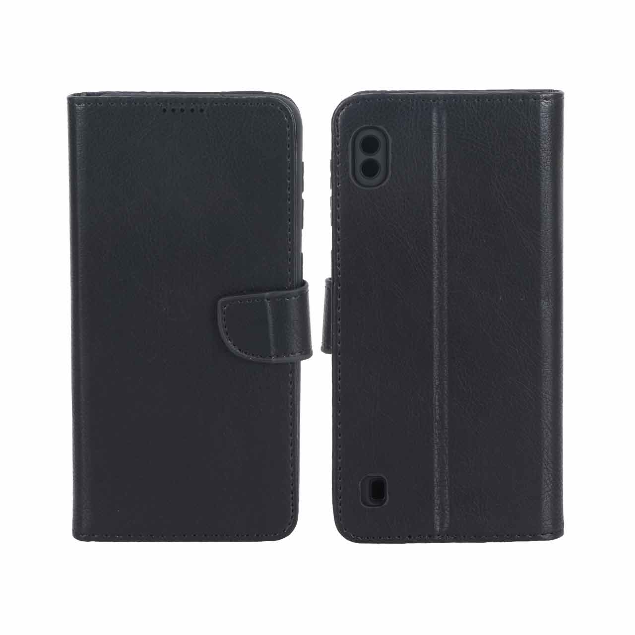 کیف چرمی موبایل مگنتی محافظ لنزدار KRF مدل Samsung Galaxy A10 / M10 - مشکی