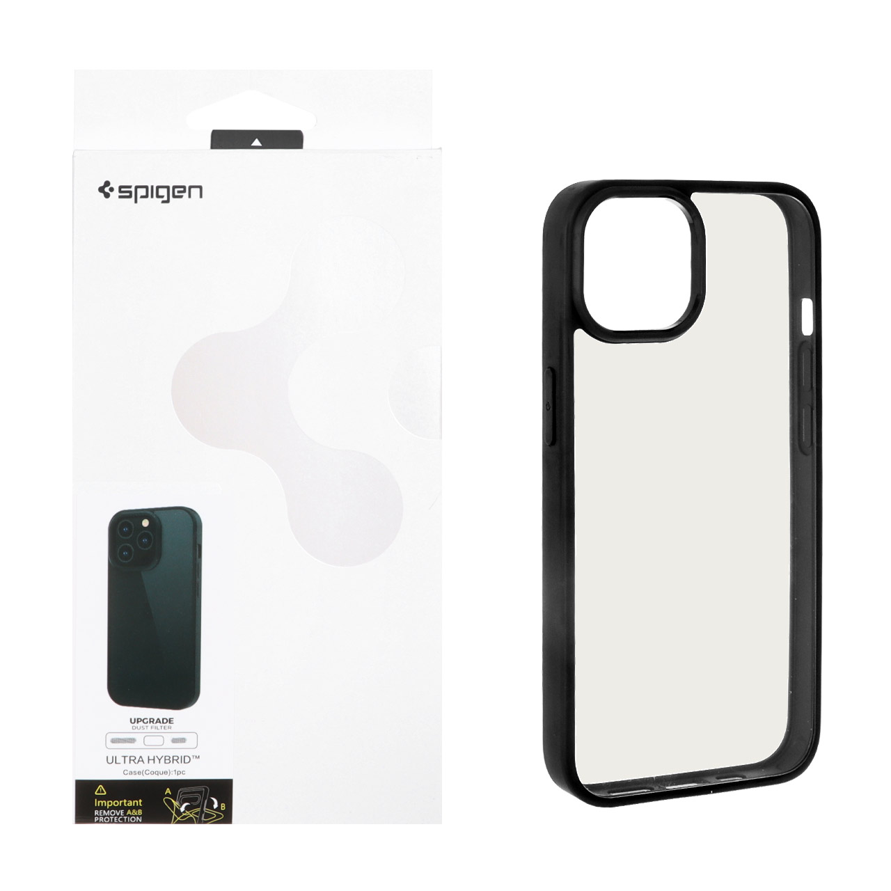 قاب اورجینال Spigen Ultra Hybrid با توری اسپیکر فلزی مناسب برای آیفون 13 و آیفون 14 مشکی