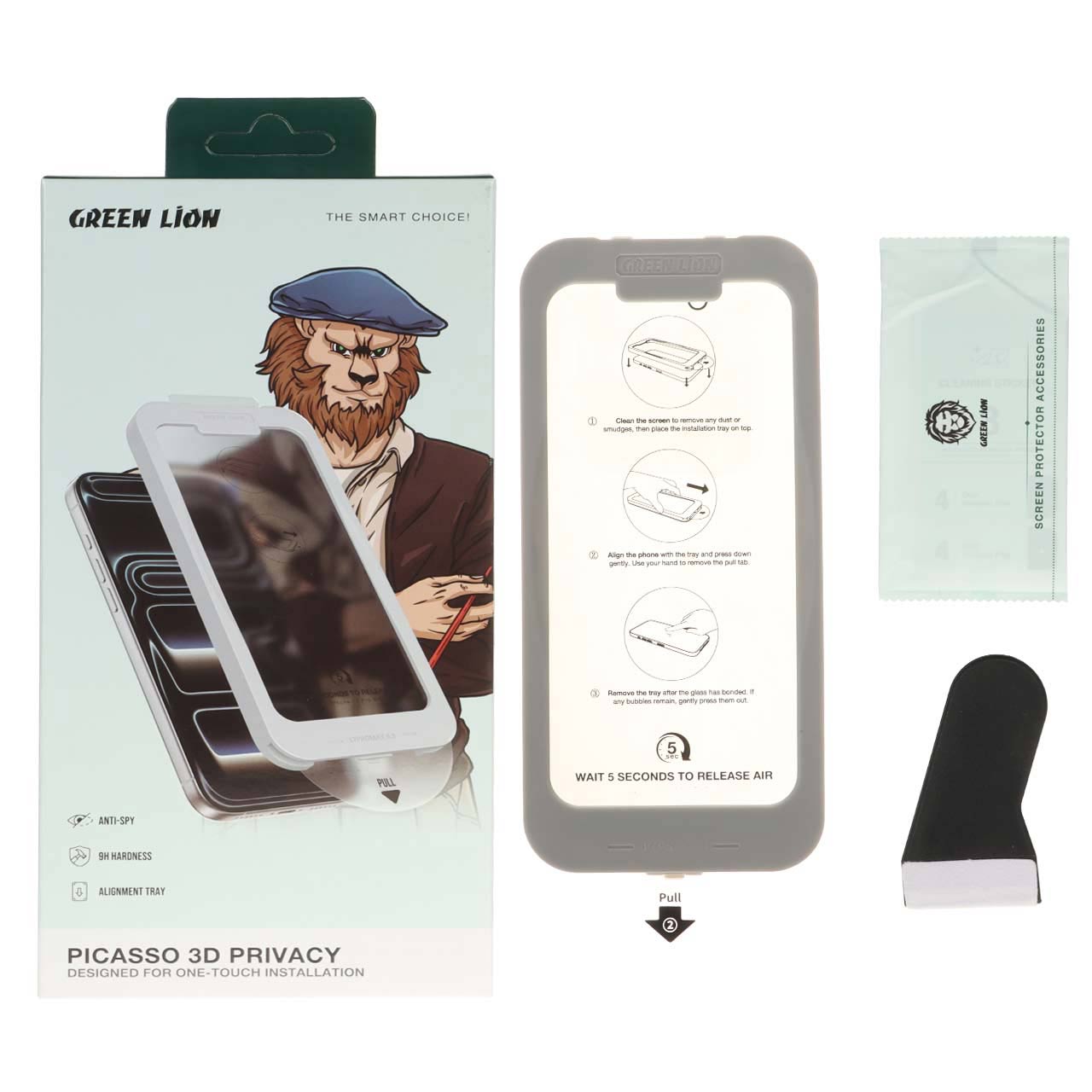 محافظ صفحه نمایش حریم شخصی Green Lion Picasso 3D مناسب برای آیفون 17 و 16 پرو
