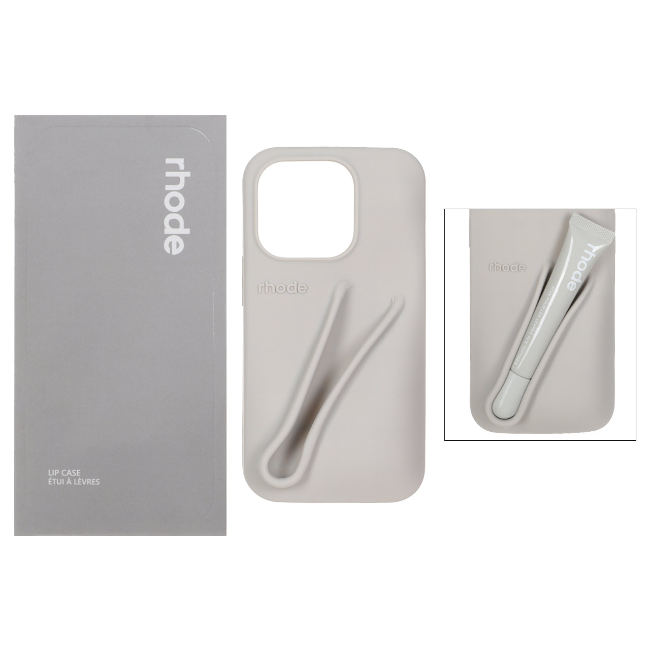 قاب سیلیکونی پاک کنی اورجینال rhode با ست لیپ گلاس Apple iPhone 13 Pro - طوسی