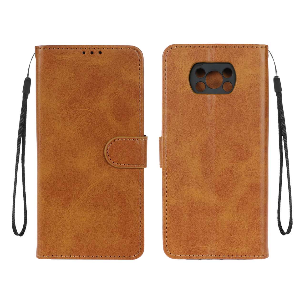 کیف کلاسوری مگنتی مدل چرمی رنگ عسلی مناسب برای شیائومی پوکو X3 / X3 Pro / X3 NFC
