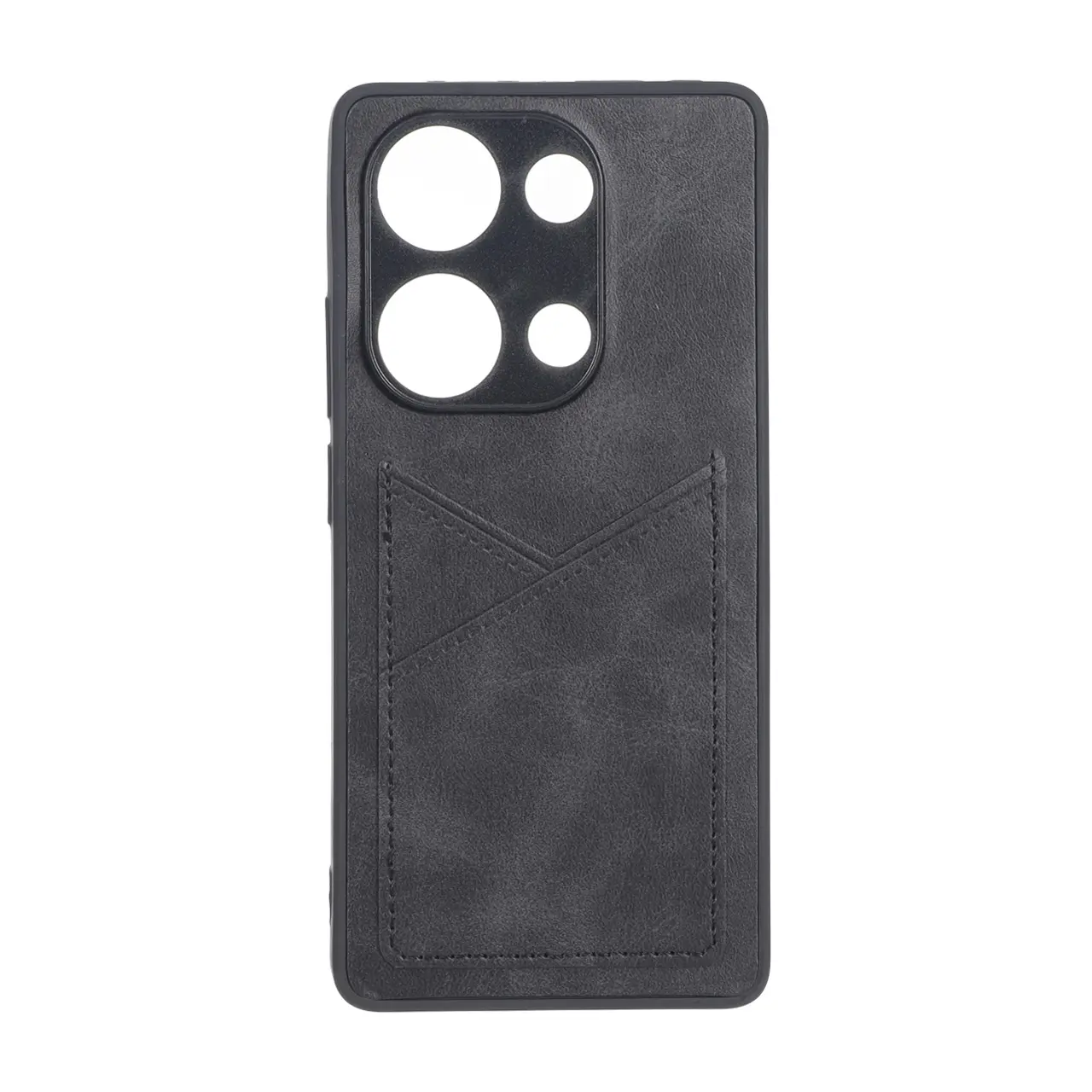 قاب طرح چرم جاکارتی محافظ لنزدار Xiaomi Redmi Note 14S / Note 13 Pro 4G / Poco M6 Pro 4G - مشکی