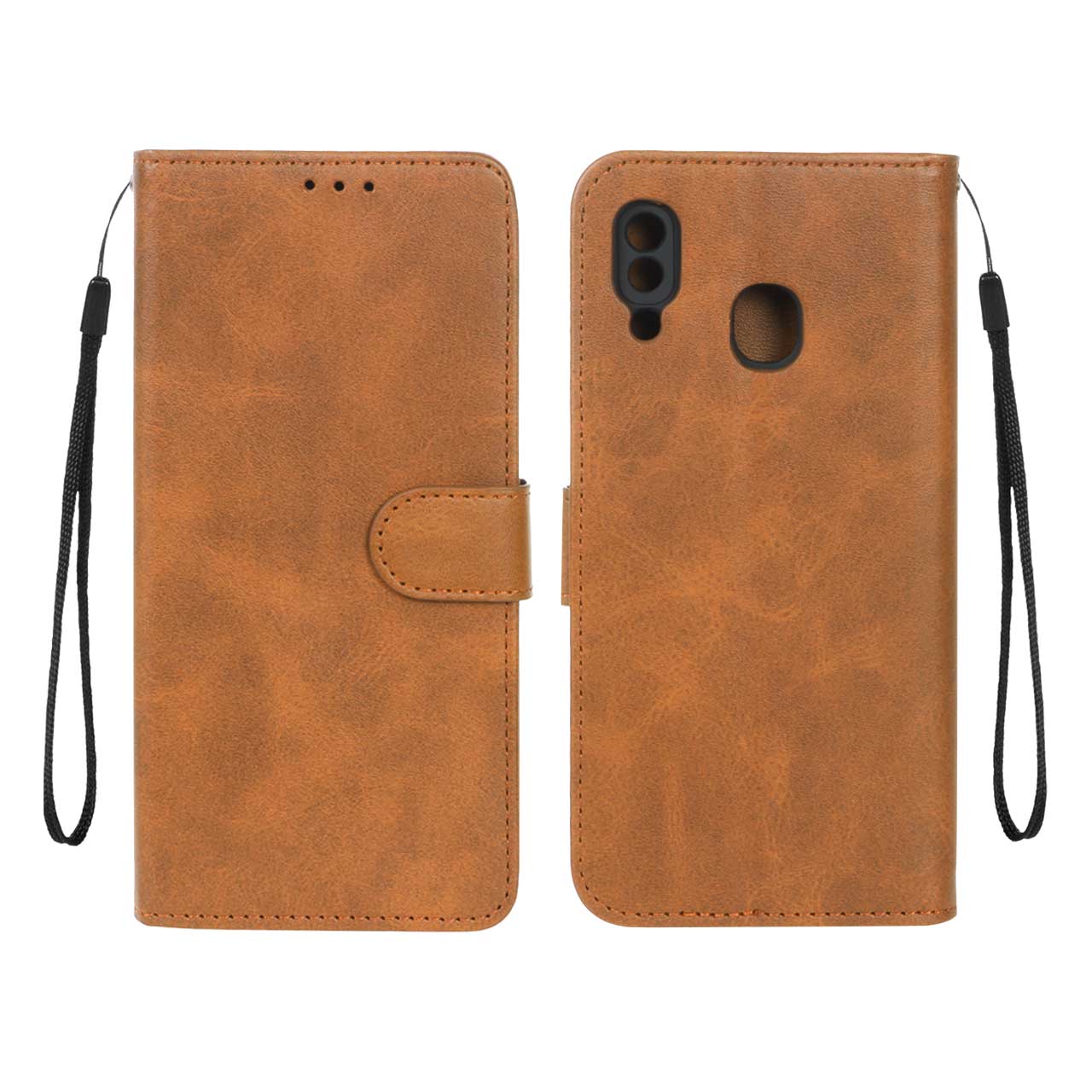 کیف مگنتی چرمی عسلی مناسب برای سامسونگ گلکسی A20 و A30