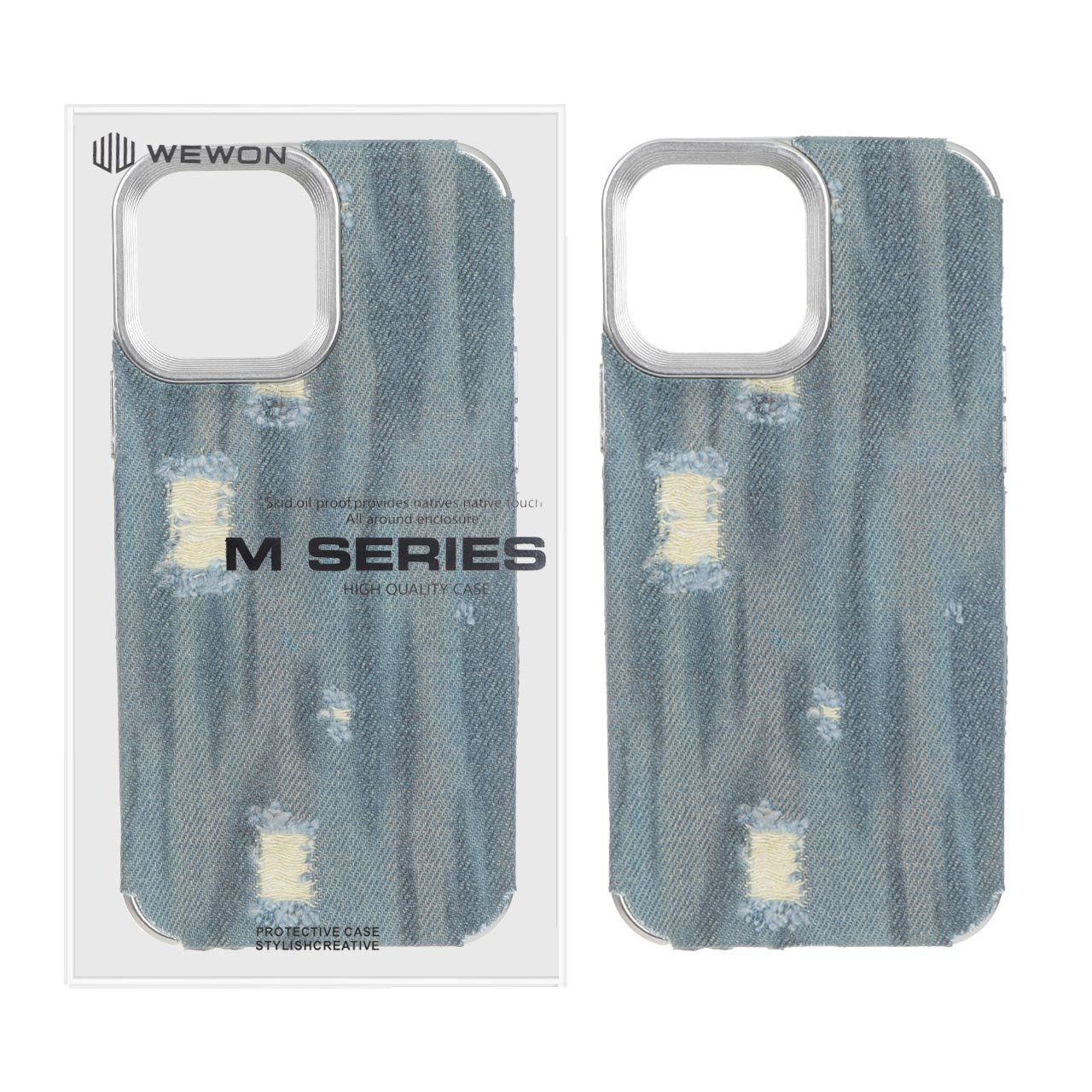 قاب Wewon طرح جیر زاپ دار Apple iPhone 13 Pro Max - طرح 2 (پک دار) - MPS