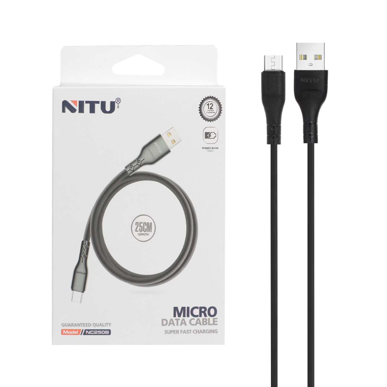 کابل شارژ و انتقال دیتای فست Micro USB نیتو مدل NC250B مشکی