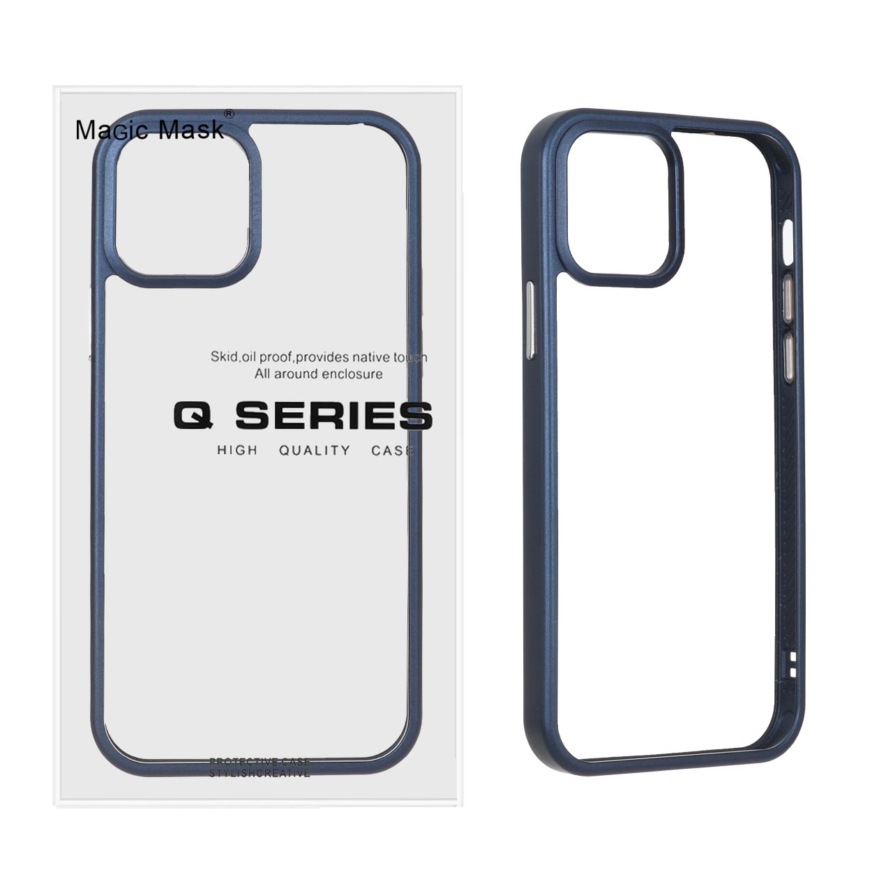 قاب شفاف Q Series طرح Ice سرمه ای مناسب برای آیفون 12 پرو و آیفون 12