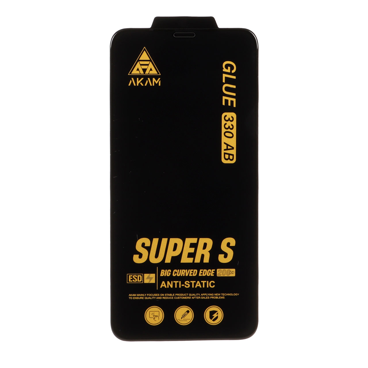 محافظ صفحه نمایش شیشه ای فول کاور AKAM Super S با چسب 330 مناسب برای آیفون 11 پرو، آیفون XS و آیفون X